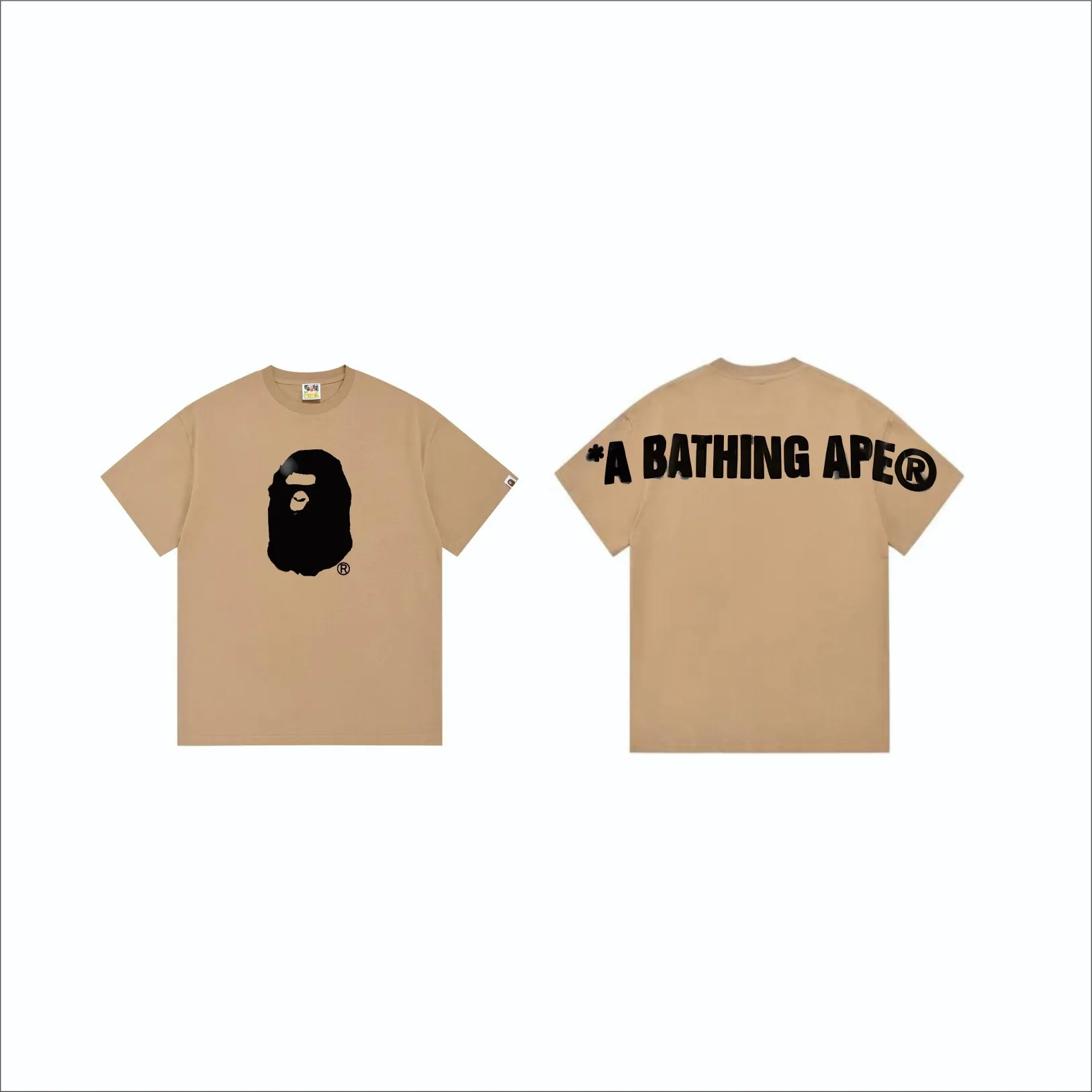 SC268#p110💰 (top version) BAPE SS24 inkjet feeling ape head letter printed short-sleeved T-shirt Made of 260 grams of high-quality high-weave pure cotton fabric, double yarn combed, soft texture and no pilling Imported environmentally friendly printing glue, bright and three-dimensional pattern, quality 💥Same style for men and women. The upper body is trendy. Color: black, beige, purple, size: S M L XL XXL