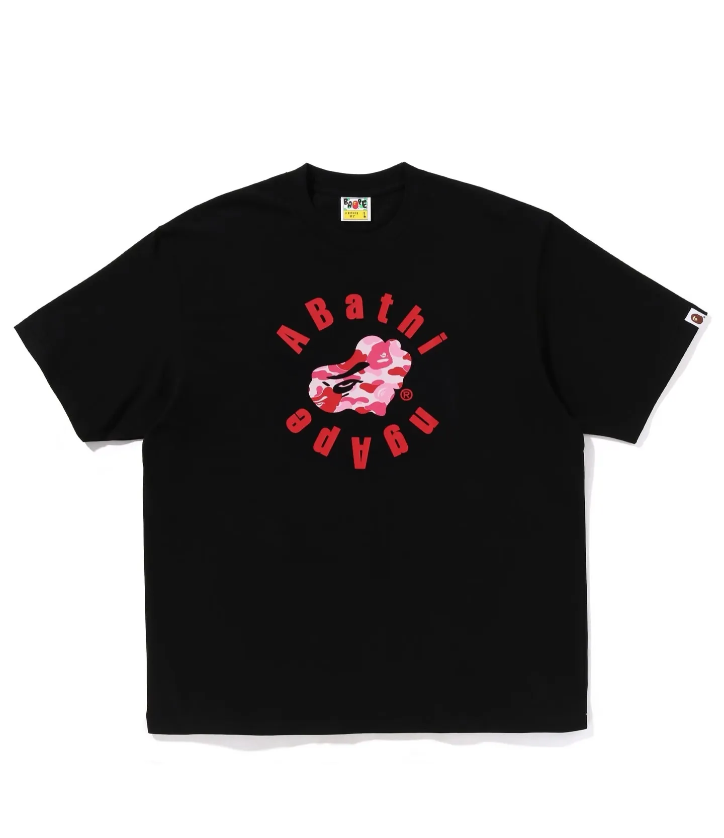 P110 001193 BAPE camouflage ape print short-sleeved T-shirt, same style for men and women, size smlxlxxl, black and white
