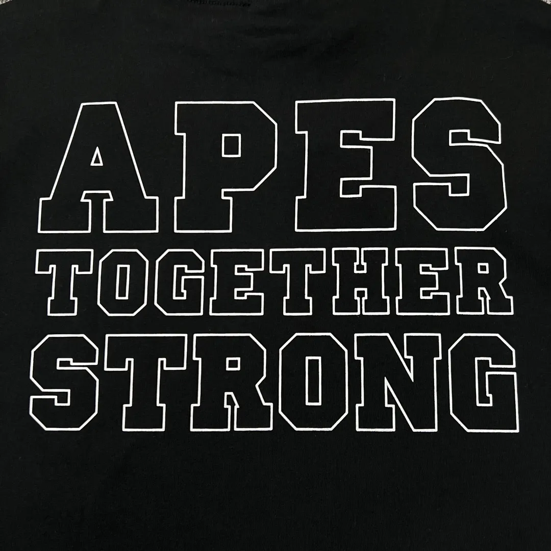 💰140 BAPE classic ape head letter print 280g heavy linen cotton fabric ZP version Couple style: S-XXL [Mi Xing white black navy]