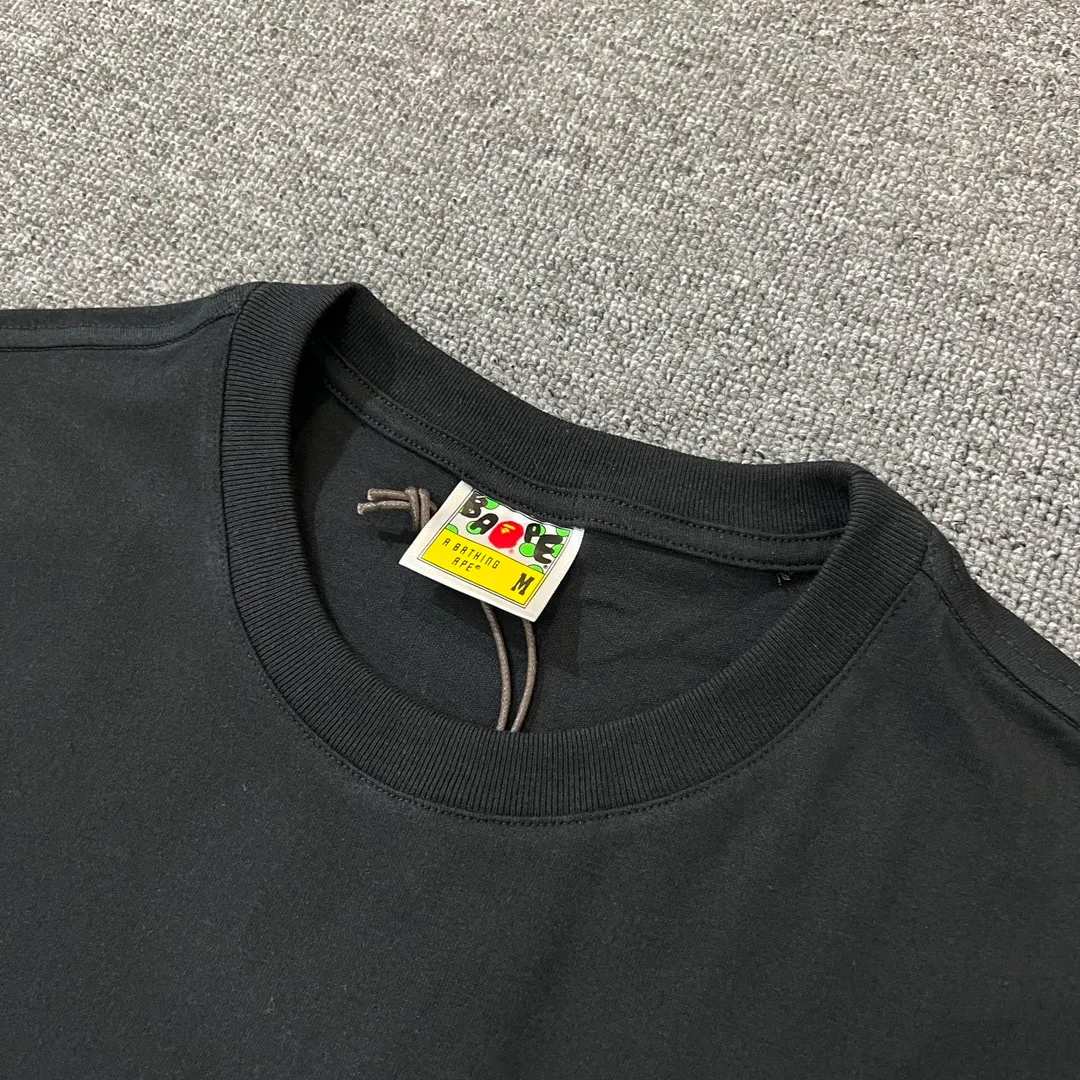 💰140 BAPE classic ape head letter print 280g heavy linen cotton fabric ZP version Couple style: S-XXL [Mi Xing white black navy]
