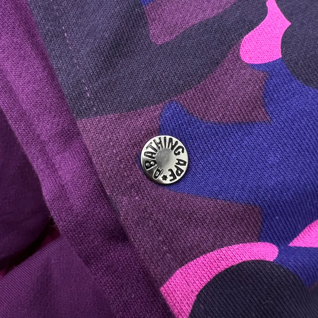 💰440 Bape double hood camouflage shark, customized fabric 1:1, fine workmanship, high quality version, couple model: S—XXL [blue, purple, red]