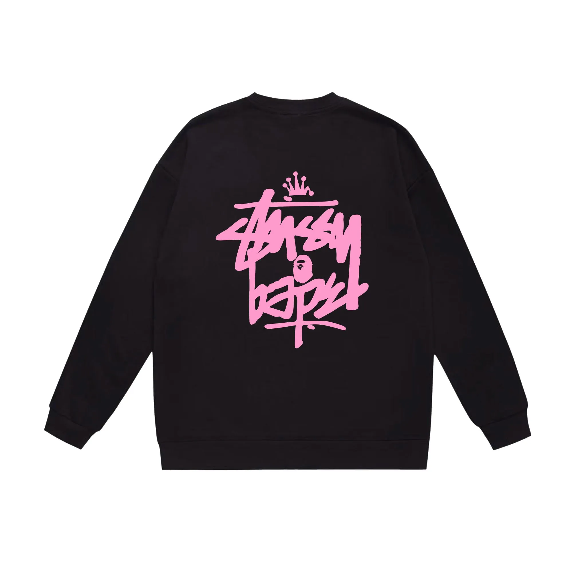 P150 model number SC508# terry 75 plus velvet 80 (top version) BAPE×STUSSY co-branded Stussy letter round neck sweatshirt Made of 350g large terry (drop shoulder large version) fabric, soft and non-pilling texture, imported environmentally friendly printing glue, bright and three-dimensional pattern, quality 💥Same style for men and women. The upper body is trendy. Color: black and red, white and red, gray and red, black and yellow, white and yellow, gray and yellow, black and white, white and black, gray and black. Size: S M L XL XXL