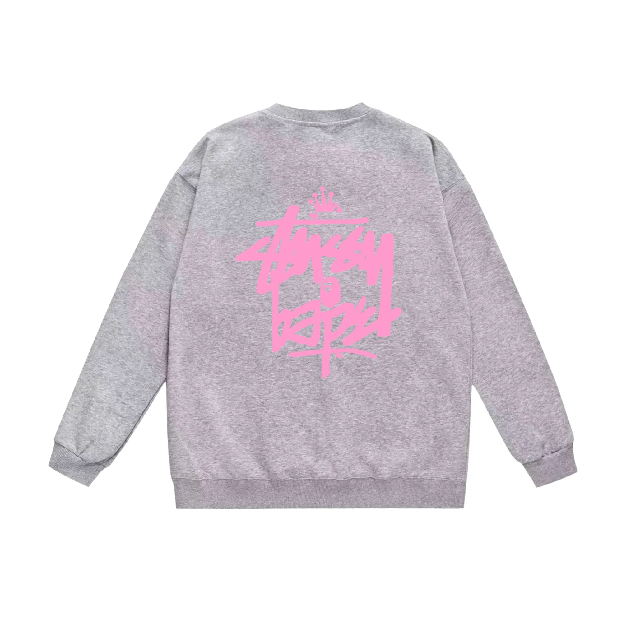 P150 model number SC508# terry 75 plus velvet 80 (top version) BAPE×STUSSY co-branded Stussy letter round neck sweatshirt Made of 350g large terry (drop shoulder large version) fabric, soft and non-pilling texture, imported environmentally friendly printing glue, bright and three-dimensional pattern, quality 💥Same style for men and women. The upper body is trendy. Color: black and red, white and red, gray and red, black and yellow, white and yellow, gray and yellow, black and white, white and black, gray and black. Size: S M L XL XXL