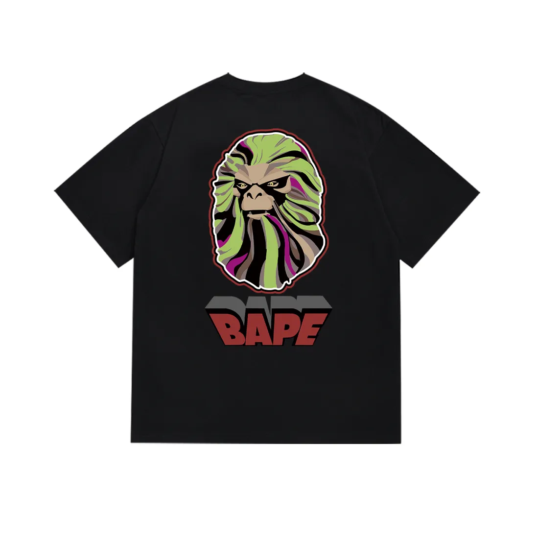 P110 SC050# (top version) BAPE ape head letter printed short-sleeved T-shirt with big ape on the back Made of 260 grams of high-quality high-weave pure cotton fabric, double yarn combed, soft texture and no pilling Imported environmentally friendly printing glue, bright and three-dimensional pattern, quality 💥Same style for men and women, the upper body is fashionable Color: black and white Size: S M L XL XXL