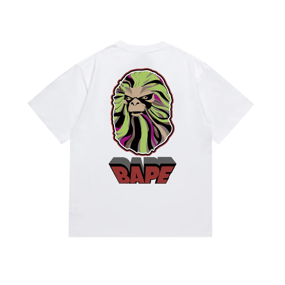 P110 SC050# (top version) BAPE ape head letter printed short-sleeved T-shirt with big ape on the back Made of 260 grams of high-quality high-weave pure cotton fabric, double yarn combed, soft texture and no pilling Imported environmentally friendly printing glue, bright and three-dimensional pattern, quality 💥Same style for men and women, the upper body is fashionable Color: black and white Size: S M L XL XXL