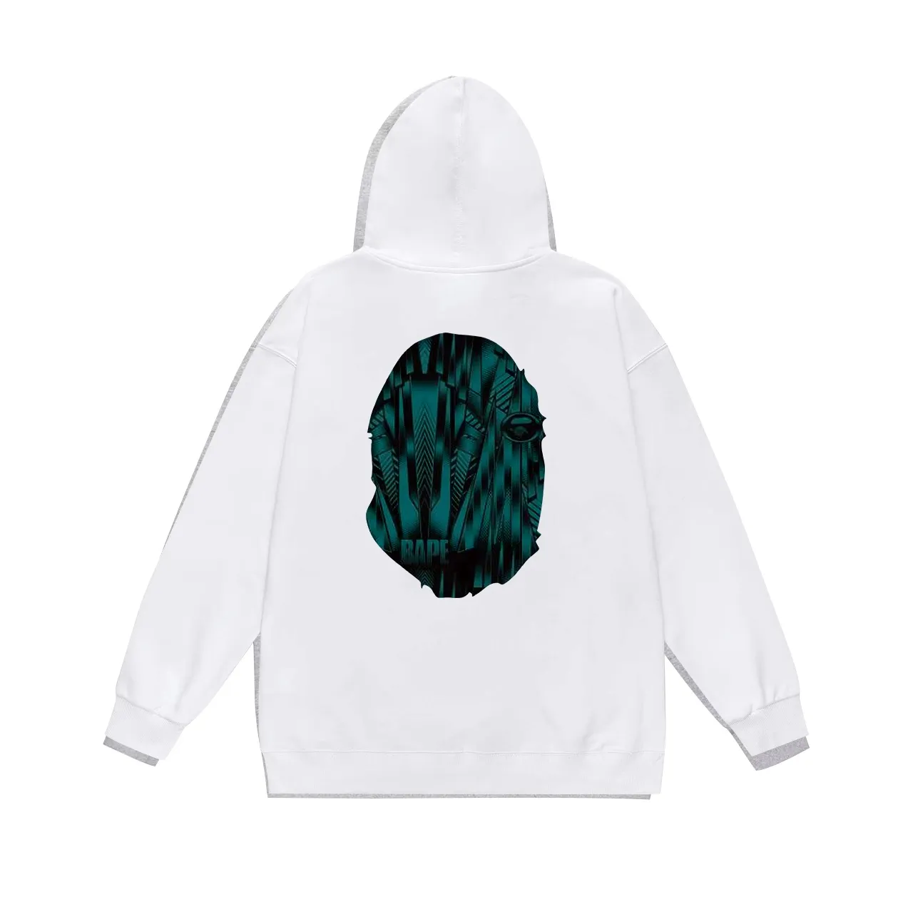 Model No. SC704#terry p160 plus velvet p180💰 (top version) BAPE Speed Racing speed pattern ape head print hooded sweatshirt. Made of 380g large terry 430g silver fox velvet (drop shoulder large version) fabric. The texture is soft and non-pilling. Imported environmentally friendly printing glue. The pattern is bright and three-dimensional. Quality💥Same style for men and women. The upper body is trendy. Color: black cyan, white cyan, gray cyan Size: S M L XL XXL