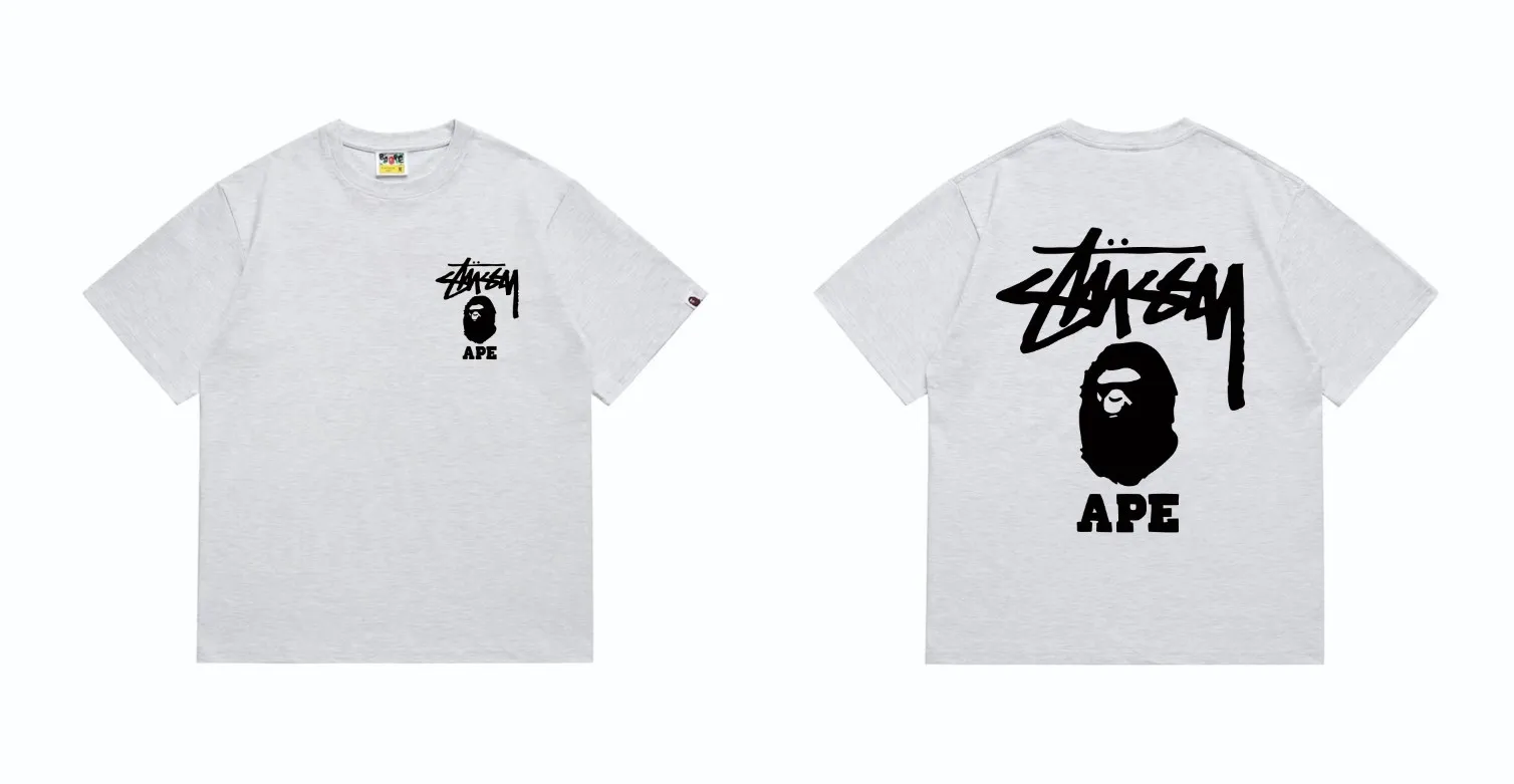 SC202#p110💰 (top version) BAPE×Stussy co-branded Stussy letter ape print T-shirt Made of 260 grams of high-quality high-weave pure cotton fabric, double yarn combed, soft texture without pilling, imported environmentally friendly printing glue, bright and three-dimensional pattern, quality 💥Same style for men and women, the upper body is fashionable Color: black pink white pink gray pink pink pink red pink black and white gray and white pink and white red and white white and black Gray and black Pink and black Red and black Size: S M L XL XXL