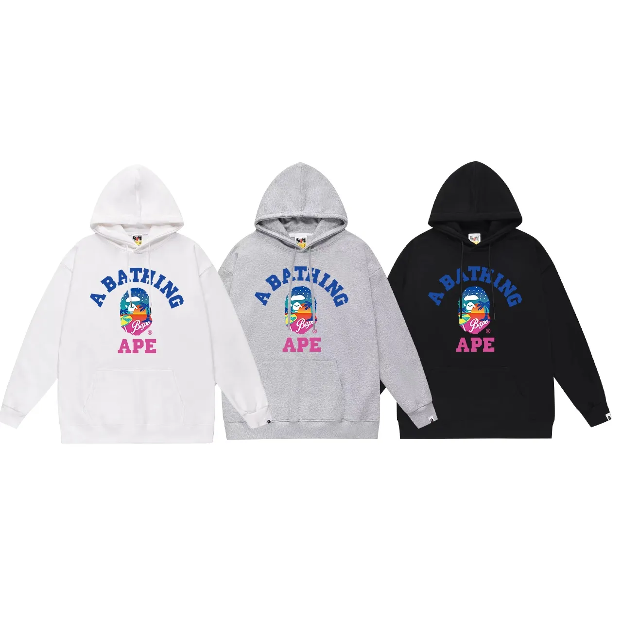 Model No. SC725# Terry p160 plus velvet 180💰 (top version) BAPE ape head letter printed hooded sweatshirt Made of 380 grams of large terry (drop shoulder large version) fabric, soft texture and no pilling Imported environmentally friendly printing glue The pattern is bright and three-dimensional Quality💥Same style for men and women The upper body is trendy Color: black white gray Size: S M L XL XXL