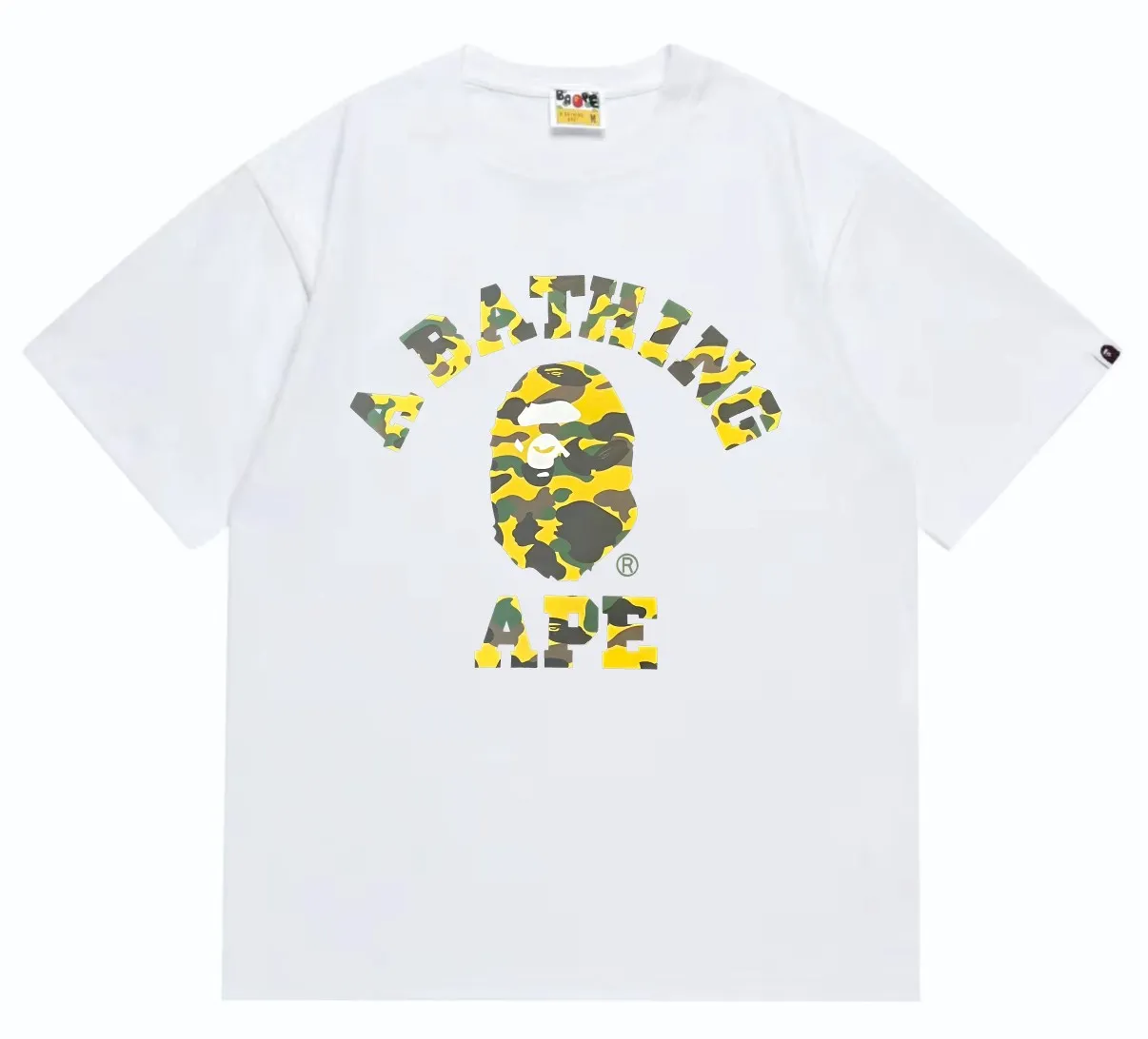 SC249#p110💰 (top version) BAPE camouflage ape head letter printed short-sleeved T-shirt Made of 260 grams of high-quality high-weave pure cotton fabric, double yarn combed, soft texture without pilling, imported environmentally friendly printing glue, bright and three-dimensional pattern, quality 💥unisex style, the upper body is fashionable Color: black red white red black purple white purple black yellow white yellow black blue white blue black camouflage green white camouflage green Size: S M L XL XXL