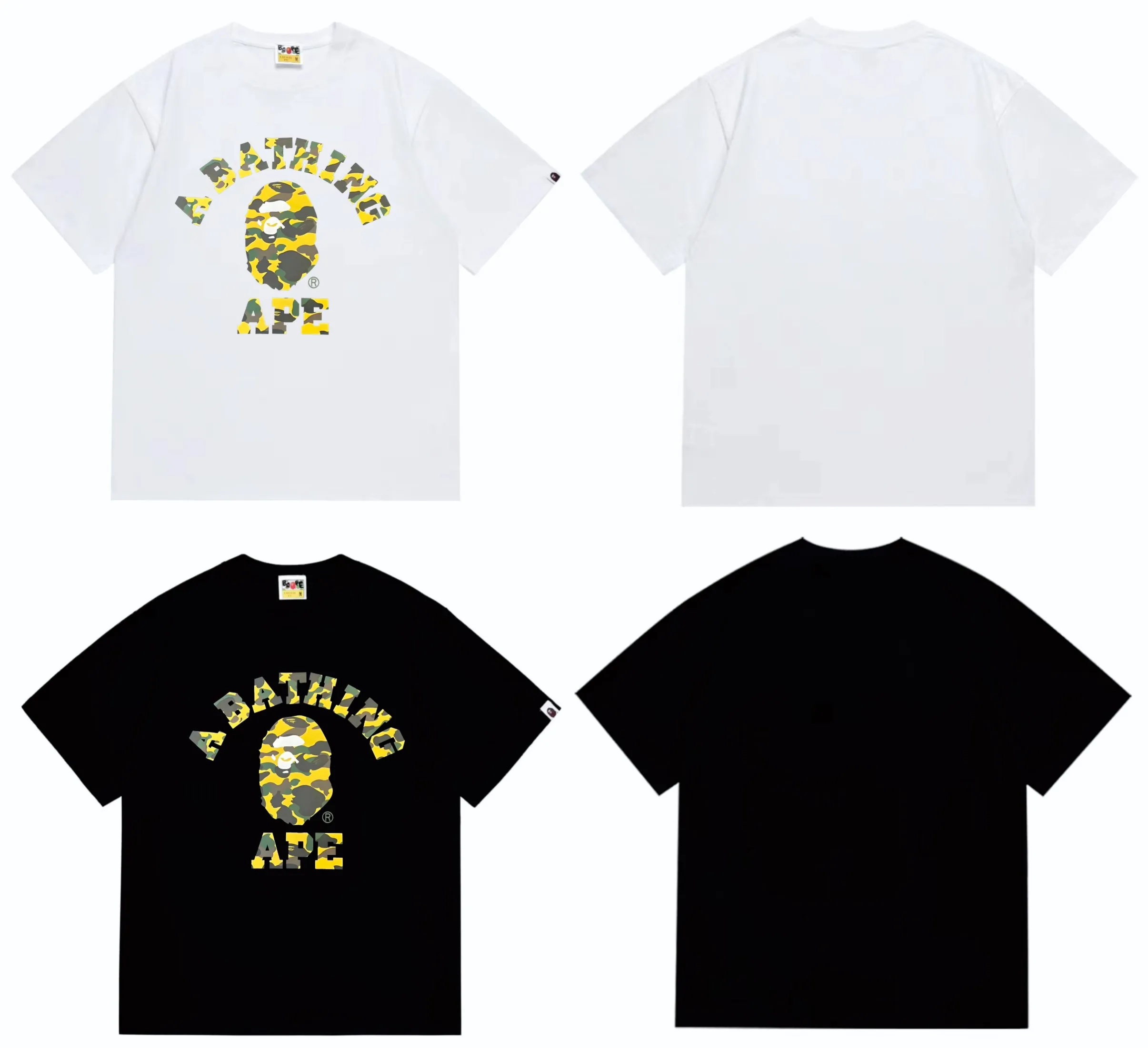SC249#p110💰 (top version) BAPE camouflage ape head letter printed short-sleeved T-shirt Made of 260 grams of high-quality high-weave pure cotton fabric, double yarn combed, soft texture without pilling, imported environmentally friendly printing glue, bright and three-dimensional pattern, quality 💥unisex style, the upper body is fashionable Color: black red white red black purple white purple black yellow white yellow black blue white blue black camouflage green white camouflage green Size: S M L XL XXL