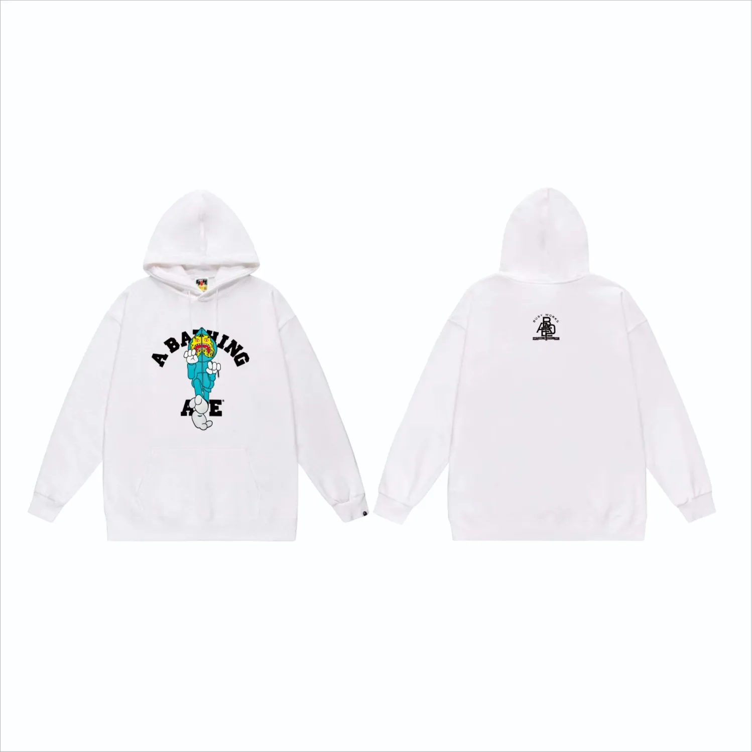 P160 model number SC856# terry 80 plus velvet 90 (top version) BAPE TIGER MILO COLLEGE TEE Tiger Shark Kung Fu print pattern hooded sweatshirt Made of 380g large terry (drop shoulder large version) fabric, soft and non-pilling texture, imported environmentally friendly printing glue, bright and three-dimensional pattern, quality 💥Same style for men and women, the upper body is fashionable Color: black white gray Size: S M L XL XXL