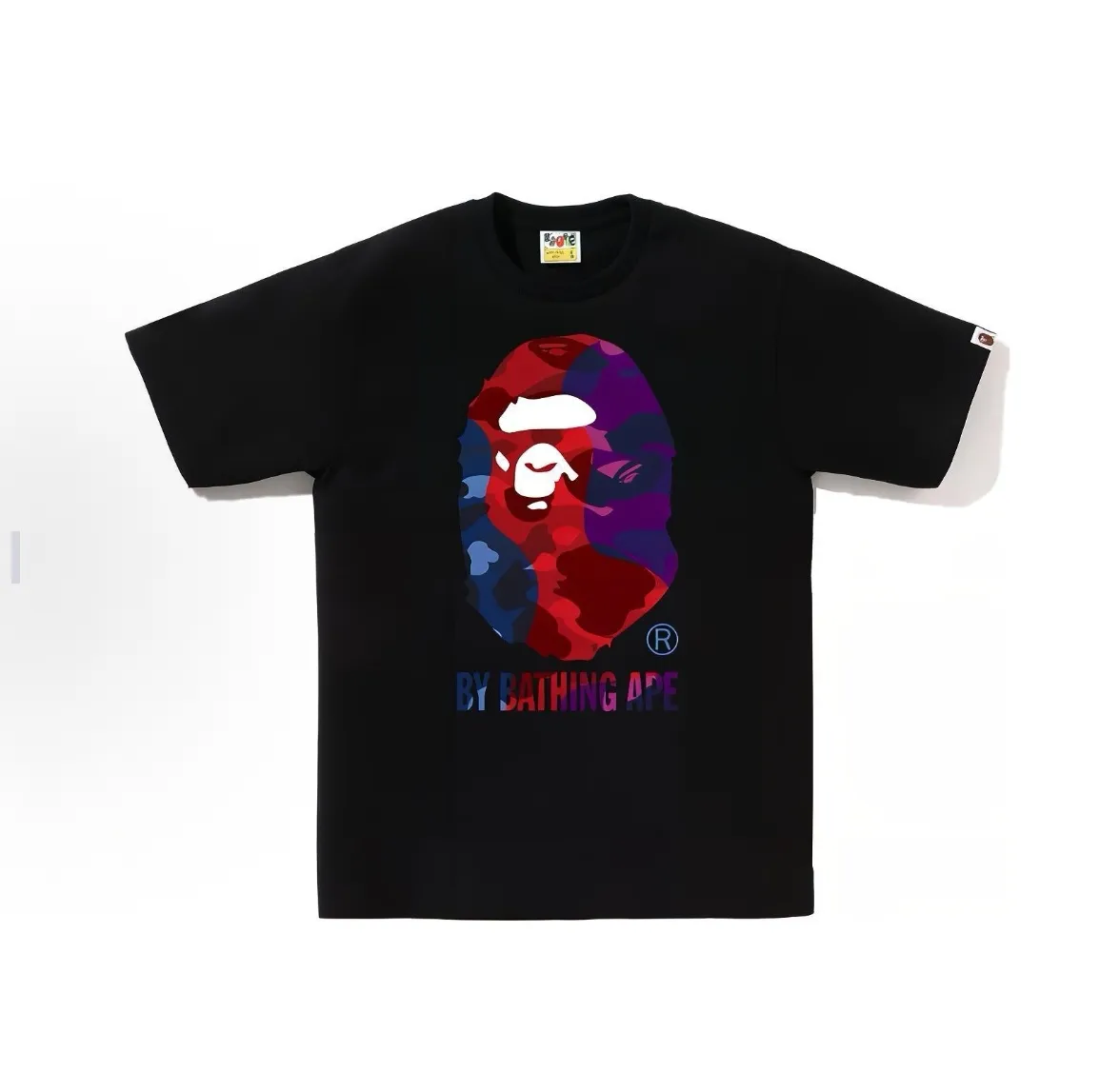 P110 001156 BAPE round neck short-sleeved T-shirt, same style for men and women, size smlxlxxl, black and white