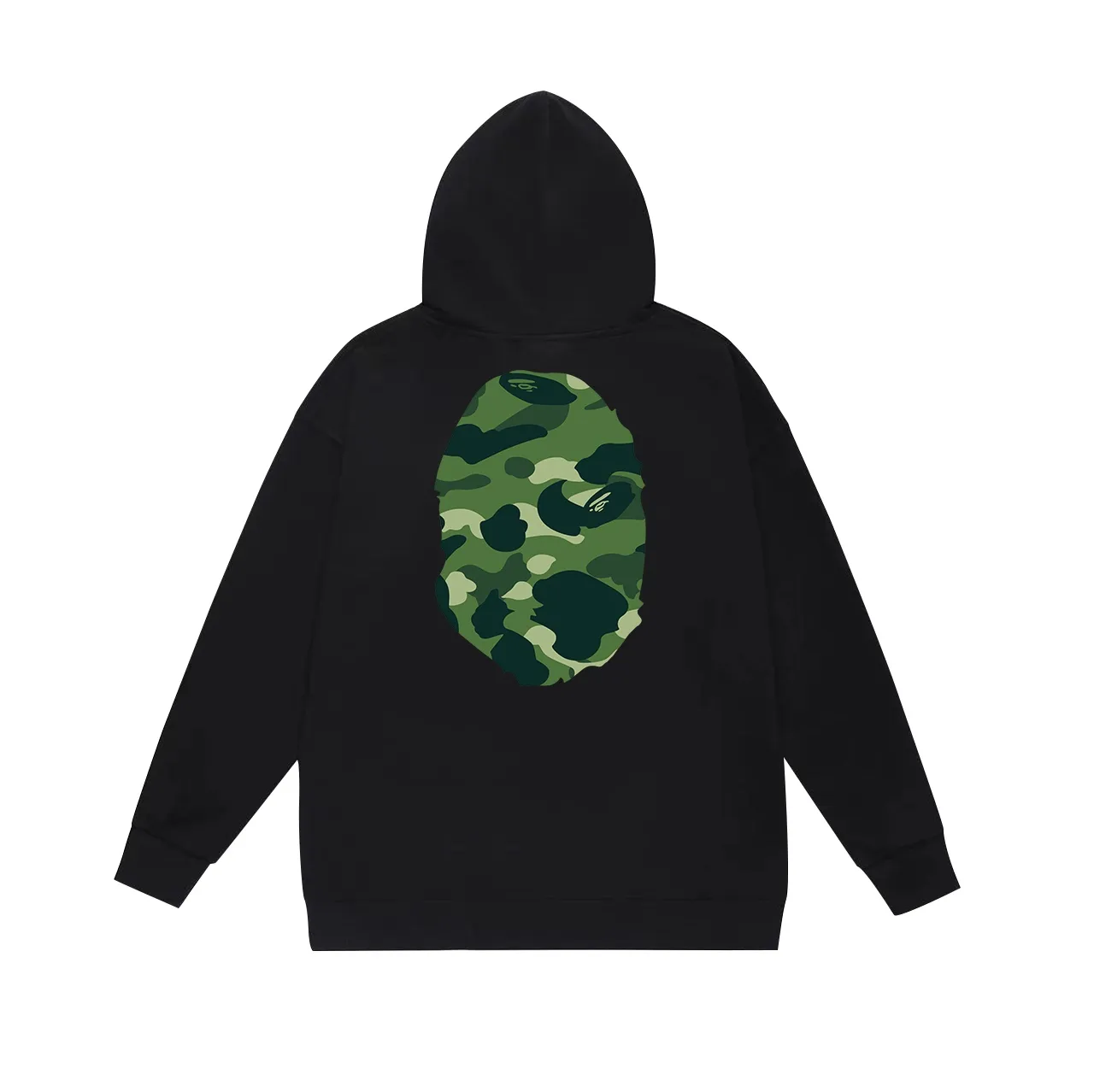 Model number SC660#terry p160 plus velvet p180💰 (top version) BAPE double-sided camouflage ape head print hooded sweatshirt. Made of 380g large terry 430g silver fox velvet (drop shoulder large version) fabric. The texture is soft and non-pilling. Imported environmentally friendly printing glue. The pattern is bright and three-dimensional. Quality💥Same style for men and women. The upper body is trendy. Color: black green white green gray green Size: S M L XL XXL