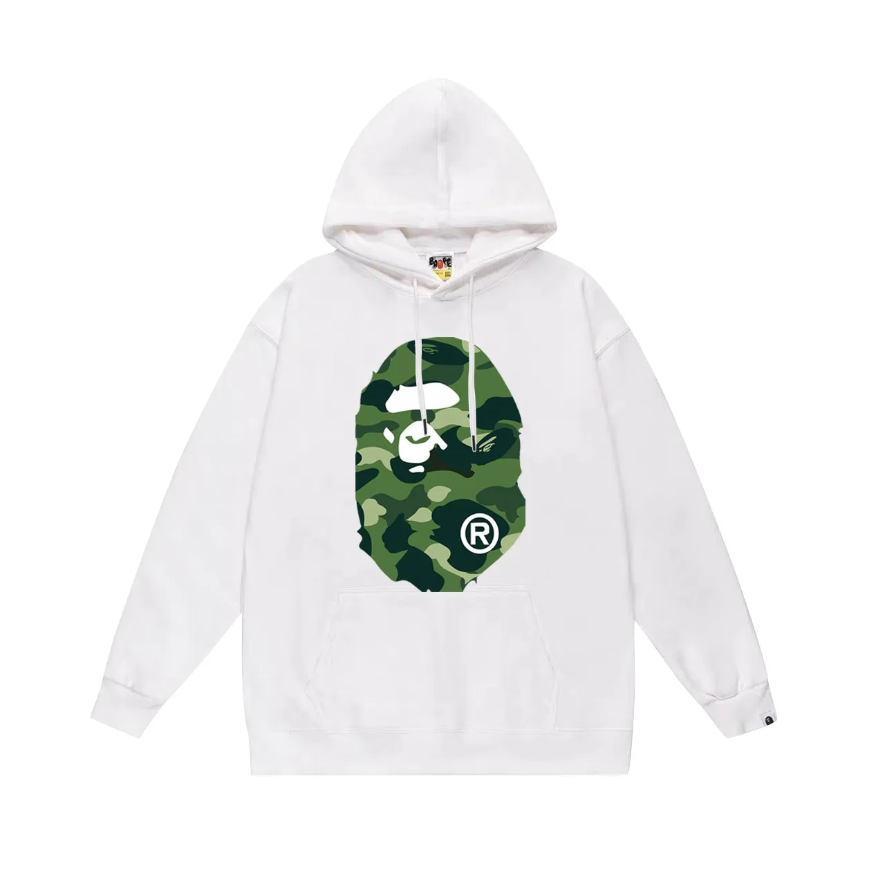 Model number SC660#terry p160 plus velvet p180💰 (top version) BAPE double-sided camouflage ape head print hooded sweatshirt. Made of 380g large terry 430g silver fox velvet (drop shoulder large version) fabric. The texture is soft and non-pilling. Imported environmentally friendly printing glue. The pattern is bright and three-dimensional. Quality💥Same style for men and women. The upper body is trendy. Color: black green white green gray green Size: S M L XL XXL