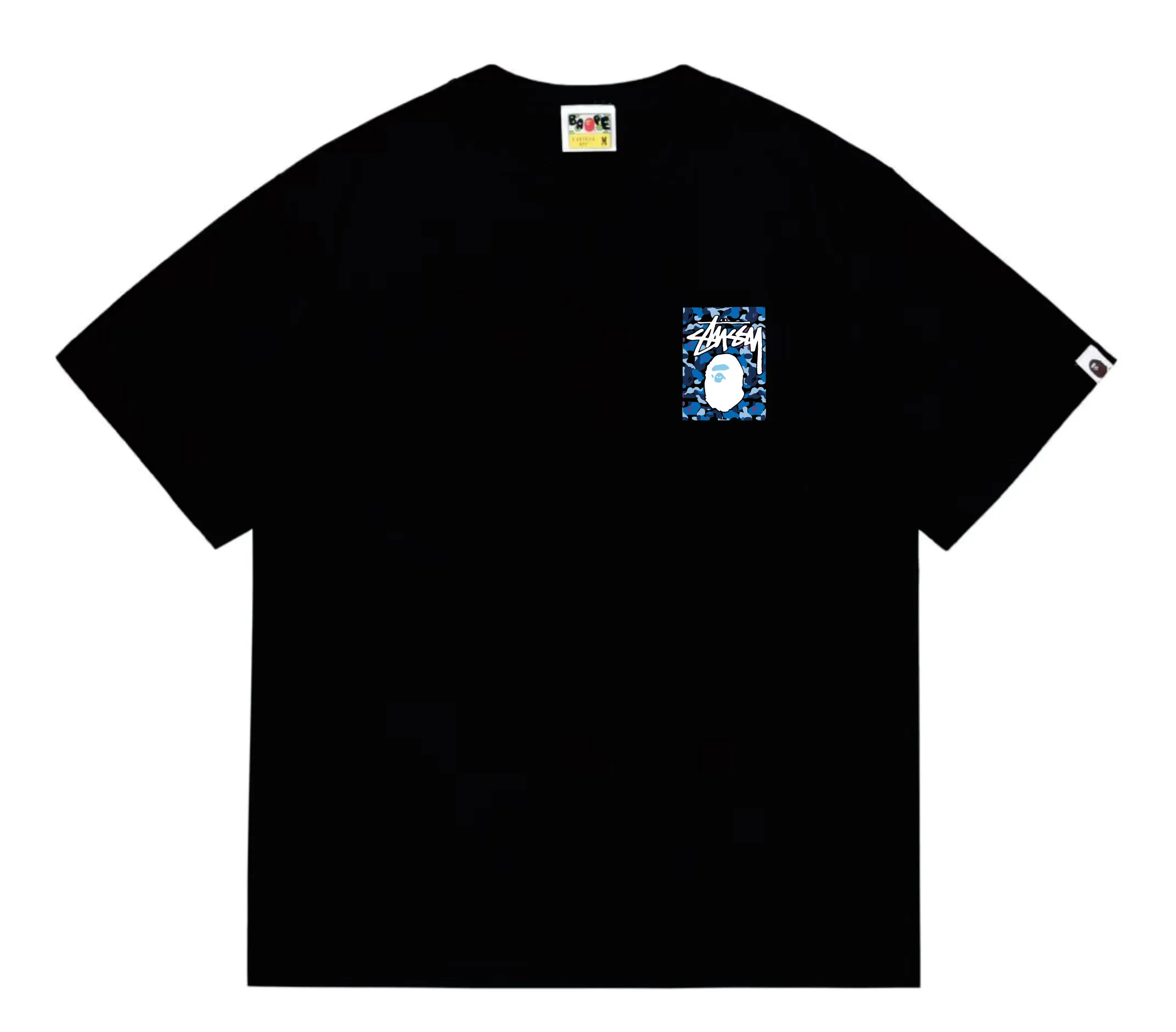 SC203#p110💰 (Top version) BAPE×Stussy co-branded Stussy letter ape print T-shirt Made of 260 grams of high-quality high-weave pure cotton fabric, double yarn combed, soft texture without pilling, imported environmentally friendly printing glue, bright and three-dimensional pattern, quality 💥Same style for men and women, the upper body is fashionable Color: black, blue and white, white, blue and white, pink, blue and white, gray, blue and white, red, blue and white, black, blue and black, white, blue and black Pink blue black Gray blue black Red blue black Size: S M L XL XXL