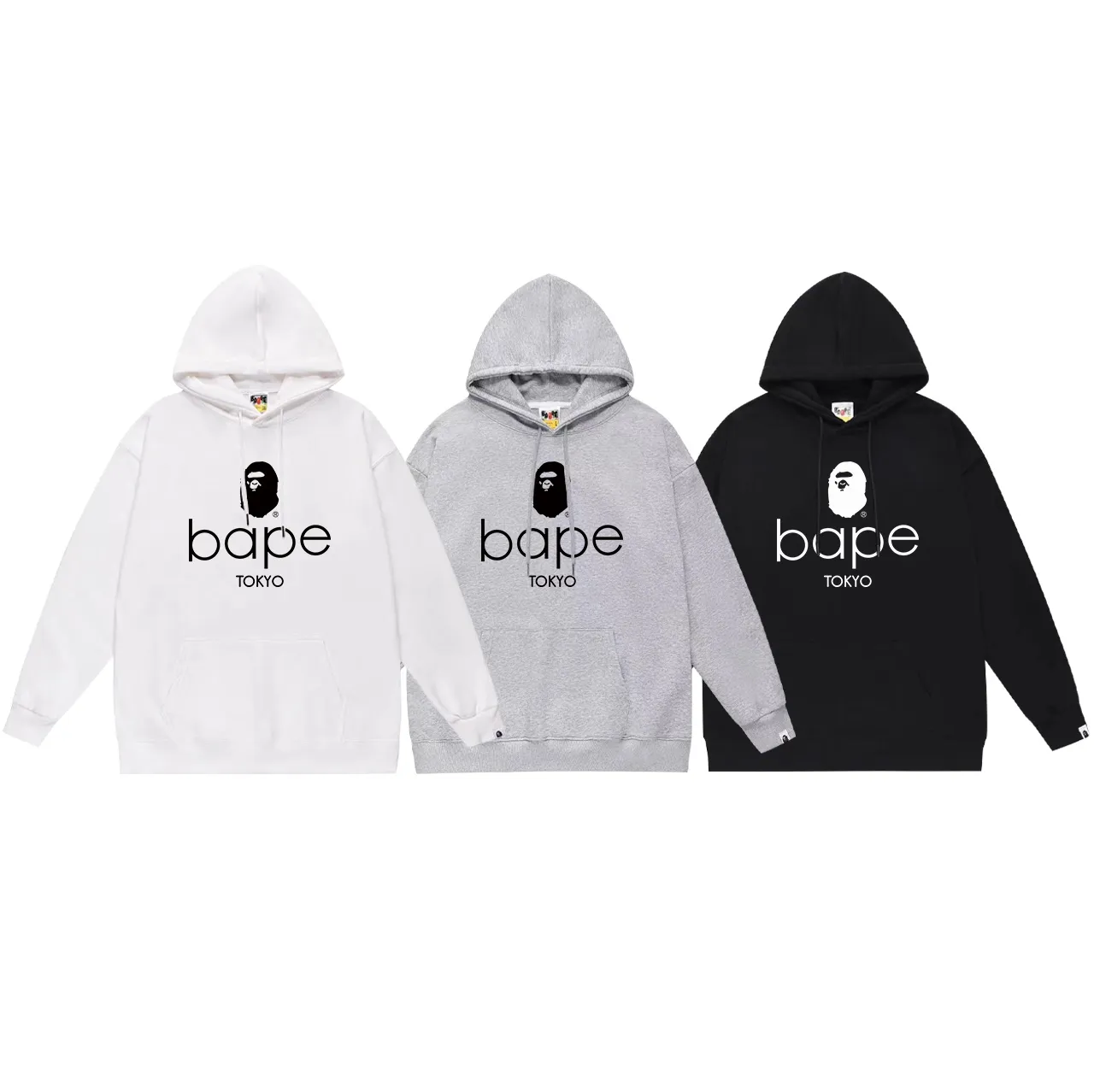 Model No. SC667#terry p160 plus velvet p180💰 (top version) BAPE ape-man head classic letter print hooded sweatshirt. Made of 380g large terry 430g silver fox velvet (drop shoulder large version) fabric. The texture is soft and non-pilling. Imported environmentally friendly printing glue. The pattern is bright and three-dimensional. Quality💥Same style for men and women. The upper body is trendy. Color: black white gray Size: S M L XL XXL