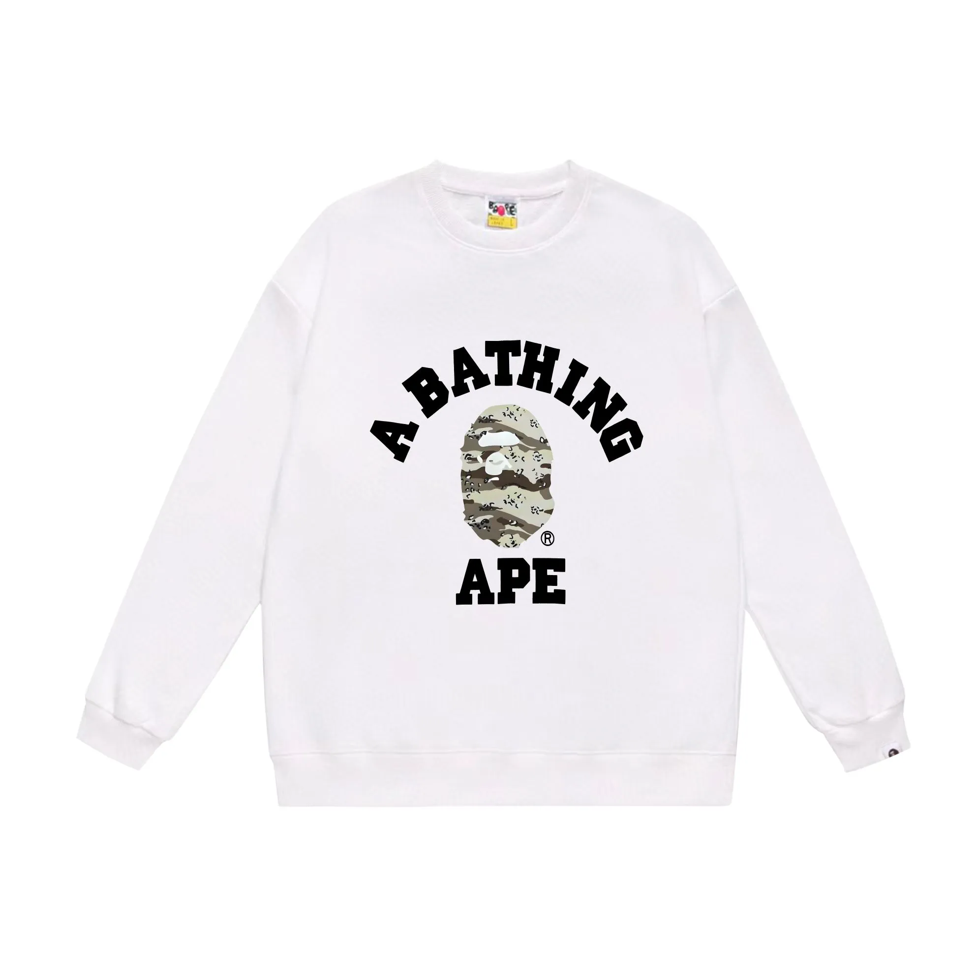 P170 model number SC543# terry 80 plus velvet 85 (top version) BAPE desert ape head letter print round neck sweatshirt Made of 350g large terry (drop shoulder large version) fabric, soft texture and no pilling Imported environmentally friendly printing glue The pattern is bright and three-dimensional Quality 💥Same style for men and women The upper body is trendy Color: black and yellow white and yellow gray and yellow black and gray white and gray gray Size: S M L XL XXL