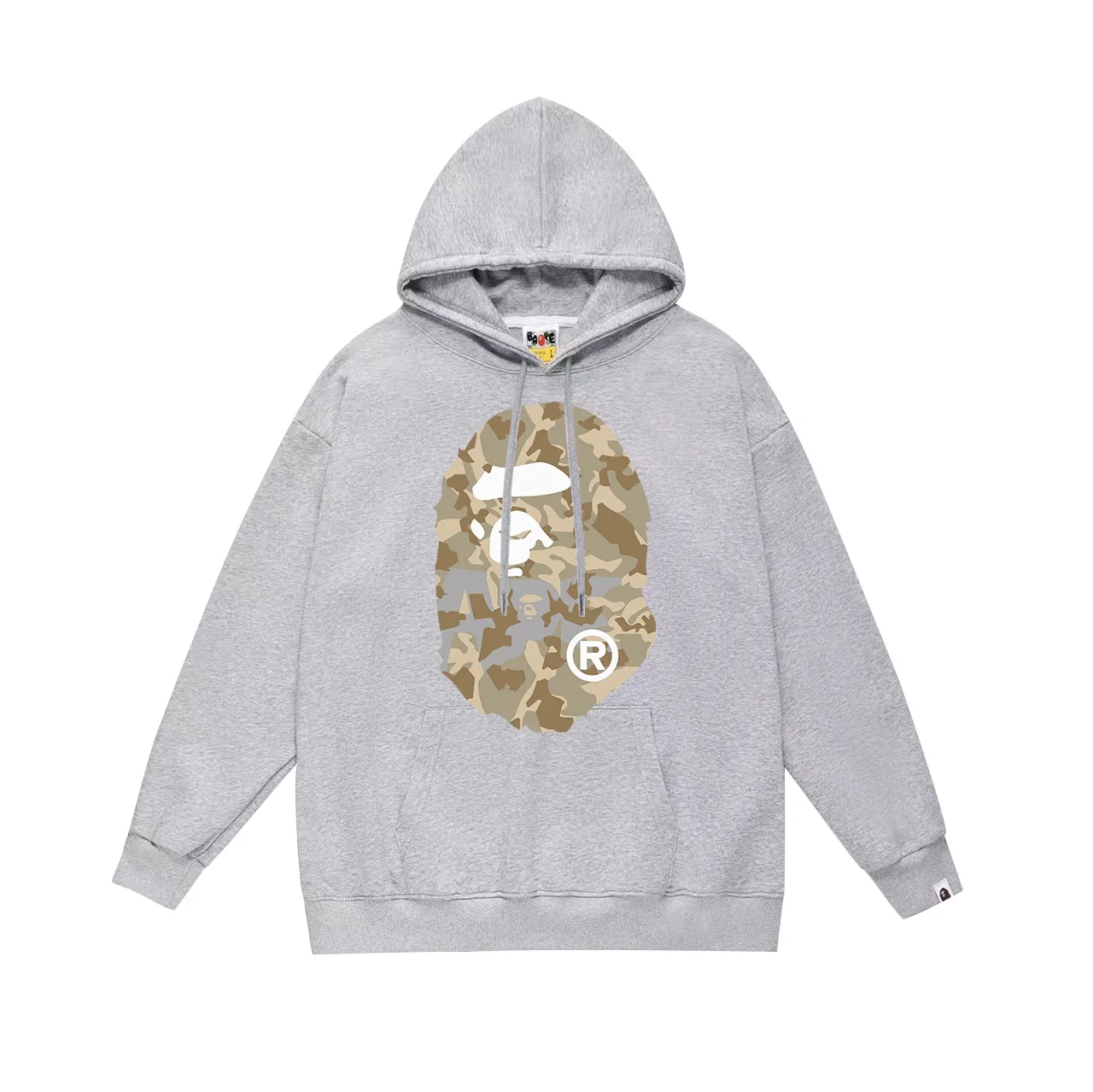 Model number SC630#terry p160 plus velvet p180💰 (top version) BAPE desert camouflage ape head double-sided printed hooded sweatshirt. Made of 380g large terry 430g silver fox velvet (drop shoulder large version) fabric. The texture is soft and non-pilling. Imported environmentally friendly printing glue. The pattern is bright and three-dimensional. Quality💥Same style for men and women. The upper body is trendy. Color: black white gray Size: S M L XL XXL