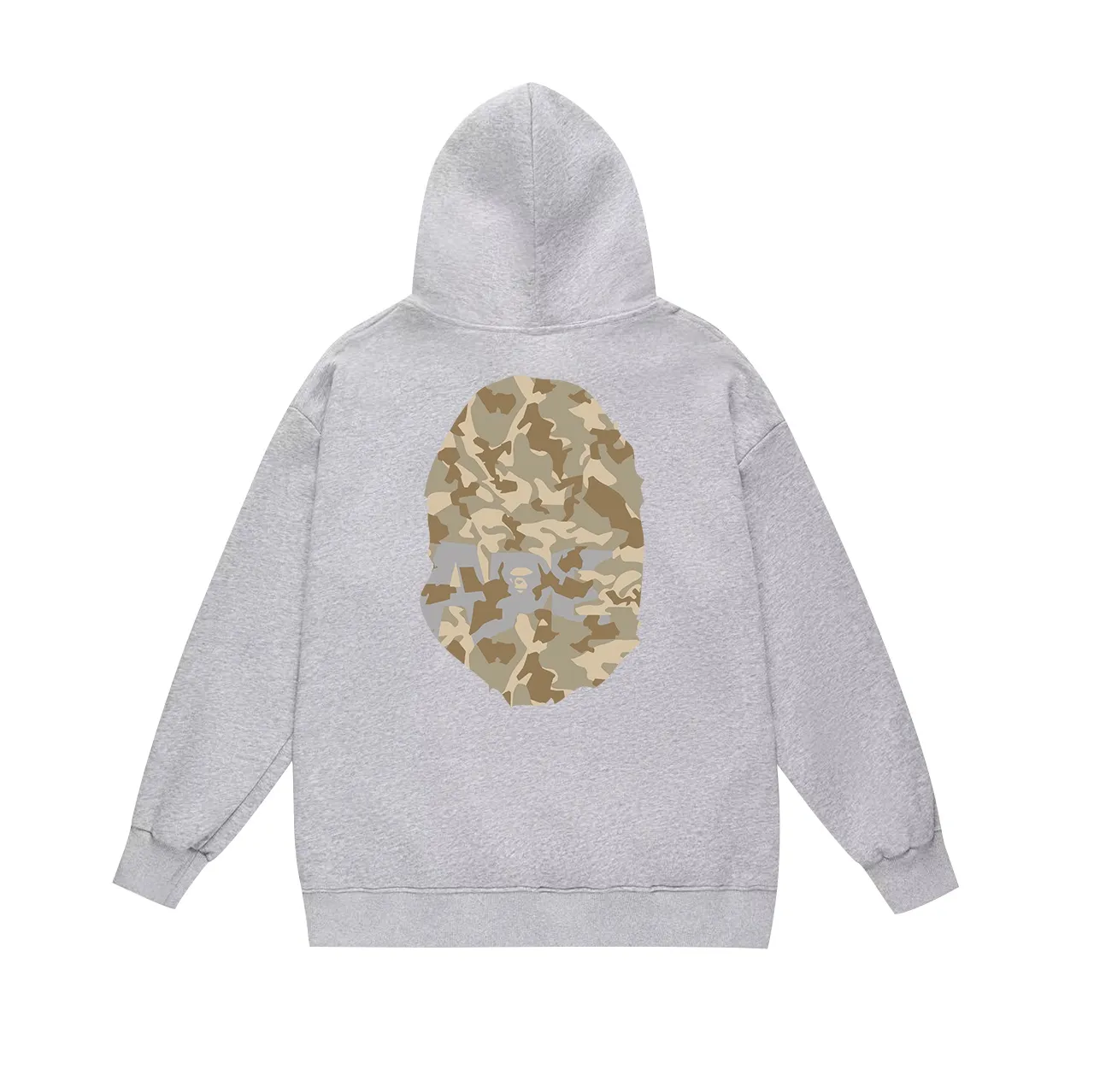 Model number SC630#terry p160 plus velvet p180💰 (top version) BAPE desert camouflage ape head double-sided printed hooded sweatshirt. Made of 380g large terry 430g silver fox velvet (drop shoulder large version) fabric. The texture is soft and non-pilling. Imported environmentally friendly printing glue. The pattern is bright and three-dimensional. Quality💥Same style for men and women. The upper body is trendy. Color: black white gray Size: S M L XL XXL