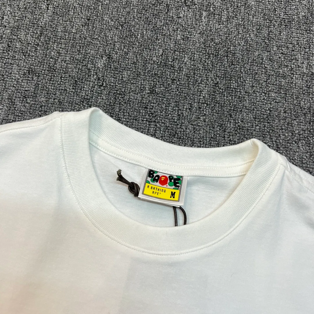 💰140 BAPE camouflage ape head letter printed short-sleeved T-shirt 270g weight linen cotton fabric Couple style: S-XXL [white blue black blue white purple black purple white red black red]