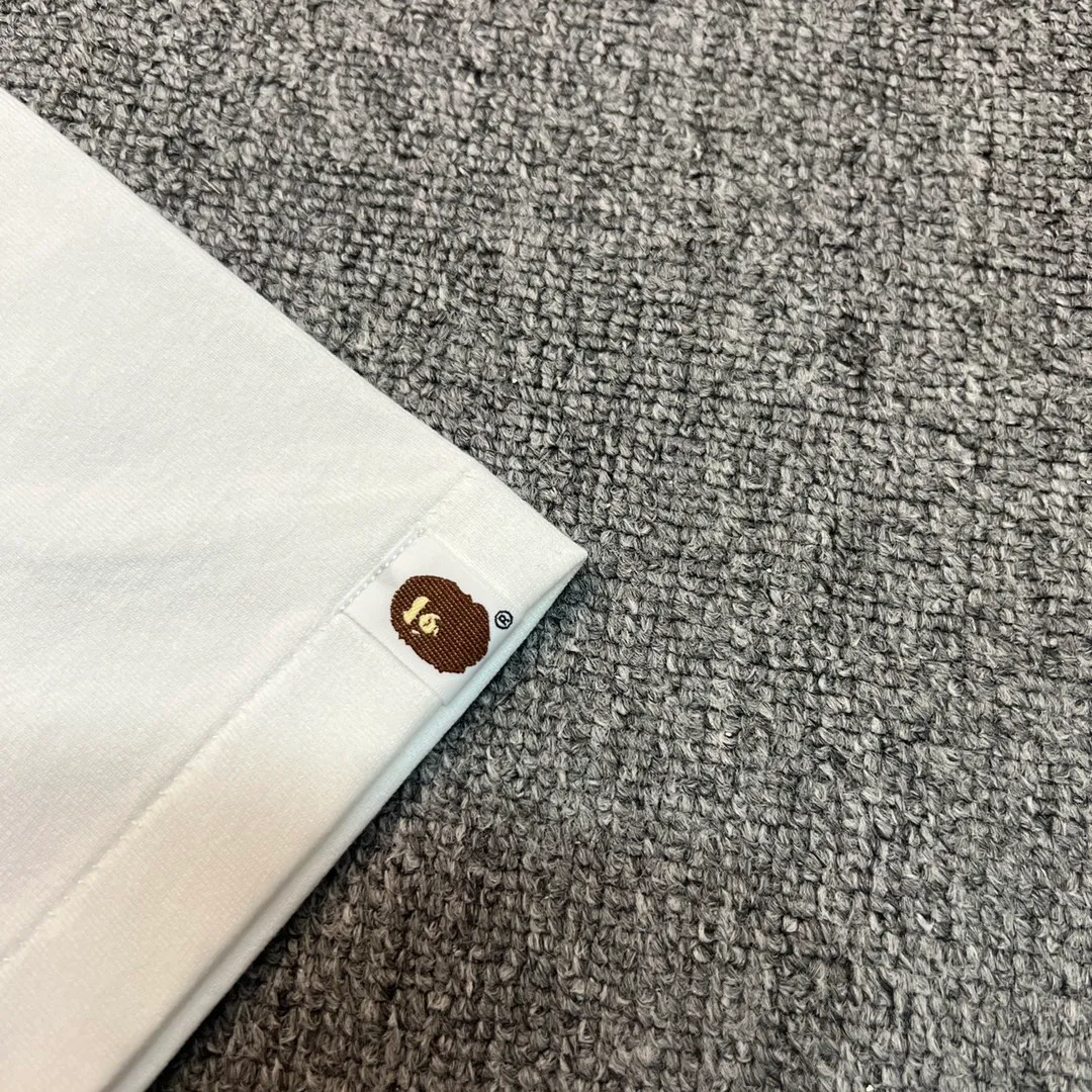 💰140 BAPE camouflage ape head letter printed short-sleeved T-shirt 270g weight linen cotton fabric Couple style: S-XXL [white blue black blue white purple black purple white red black red]