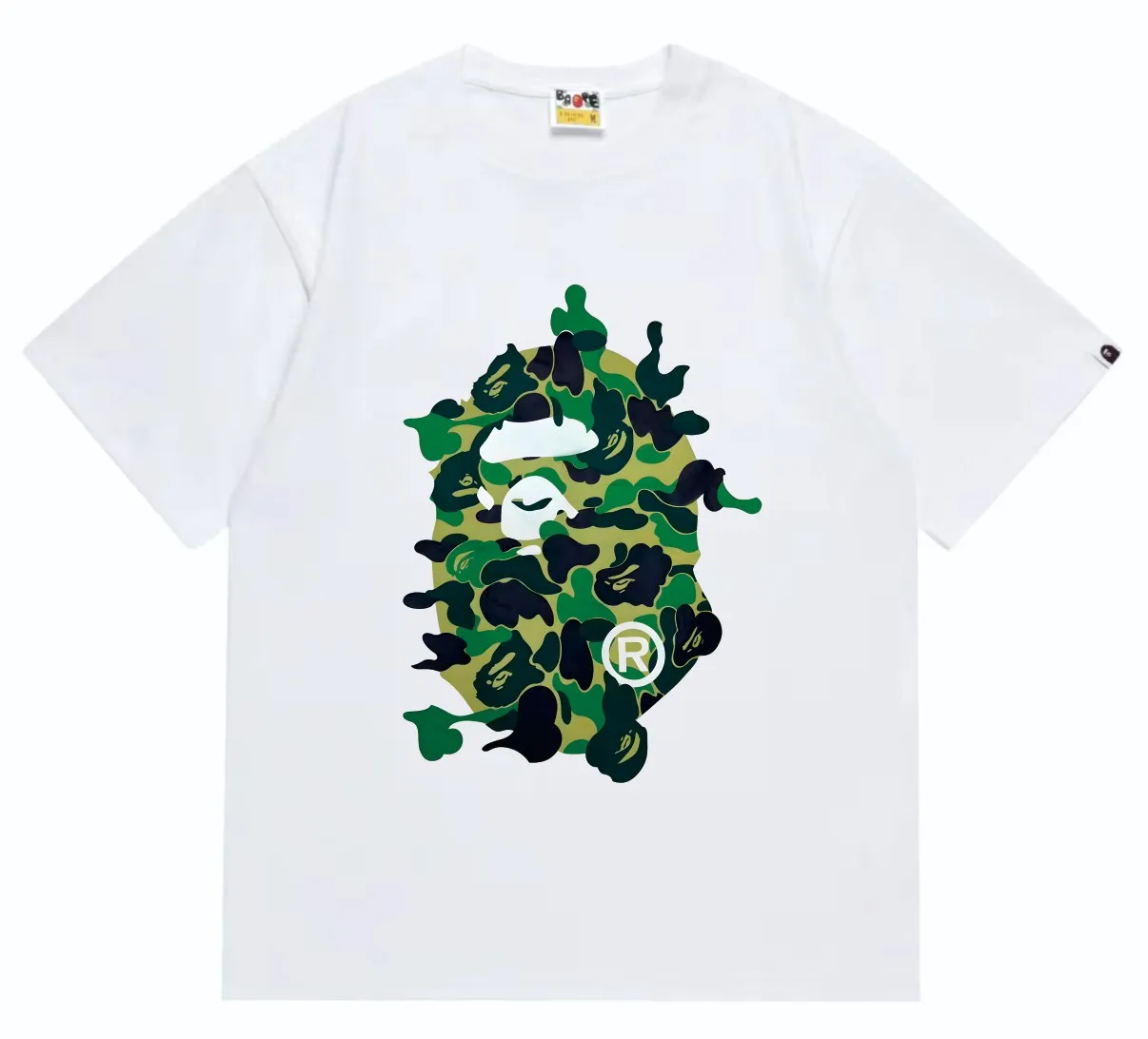 SC246#p110💰 (Top version) BAPE ABC CAMO REBUILD BIG APE HEAD TEE restructured ape-man big head printed short-sleeved T-shirt Made of 260 grams of high-quality high-weave pure cotton fabric, double yarn combed, soft texture without pilling, imported environmentally friendly printing glue, bright and three-dimensional pattern, quality 💥Same style for men and women. The upper body is trendy. Color: black pink, white powder, black blue, white blue, black green, white green Size: S M L XL XXL