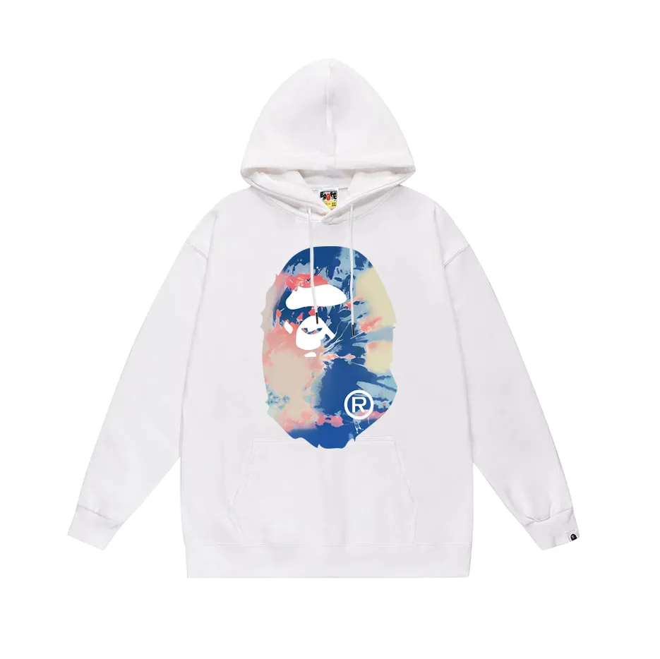 P190 model number SC615# terry 85 plus velvet 95 (top version) BAPE ape head print hooded sweatshirt Made of 380g large terry (large version with dropped shoulders) fabric, soft texture and no pilling Imported environmentally friendly printing glue The pattern is bright and three-dimensional Quality 💥Same style for men and women The upper body is fashionable Color: black white gray Size: S M L XL XXL