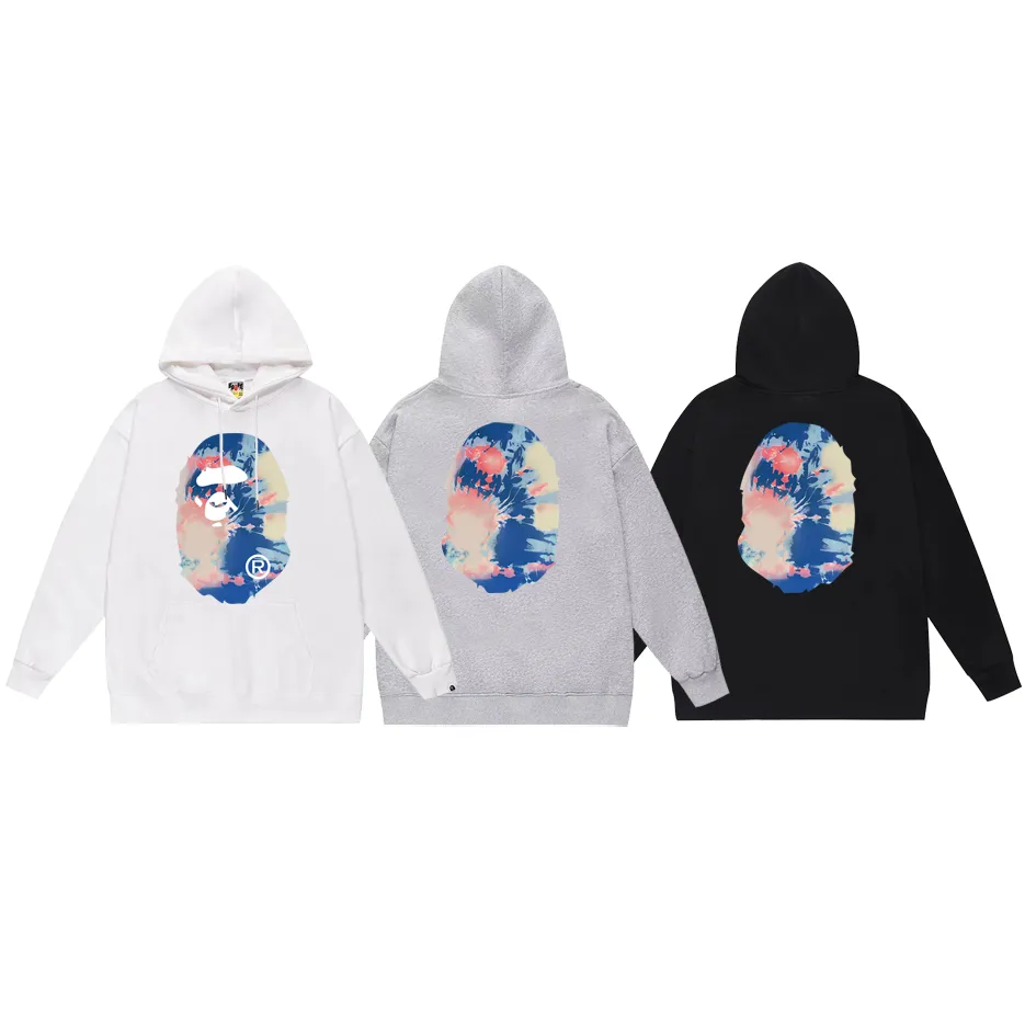 P190 model number SC615# terry 85 plus velvet 95 (top version) BAPE ape head print hooded sweatshirt Made of 380g large terry (large version with dropped shoulders) fabric, soft texture and no pilling Imported environmentally friendly printing glue The pattern is bright and three-dimensional Quality 💥Same style for men and women The upper body is fashionable Color: black white gray Size: S M L XL XXL