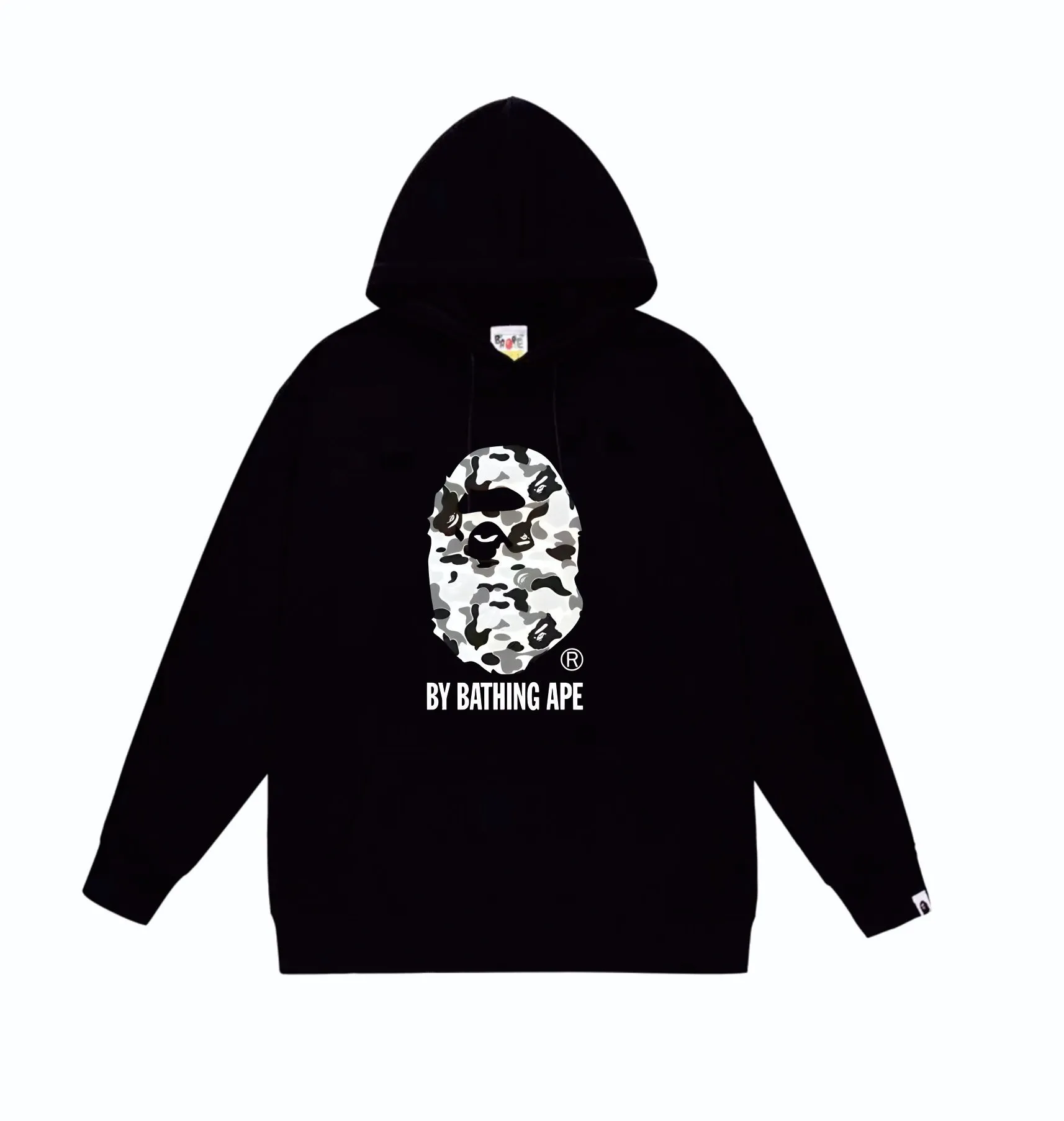 P160 model number SC861# terry 80 plus velvet 90 (top version) BAPE classic camouflage ape head letter printed hooded sweatshirt. Made of 380 grams of large terry (drop shoulder large version) fabric. The texture is soft and non-pilling. Imported environmentally friendly printing glue. The pattern is bright and three-dimensional. Quality 💥Same style for men and women. The upper body is trendy. Color: black white gray Size: S M L XL XXL