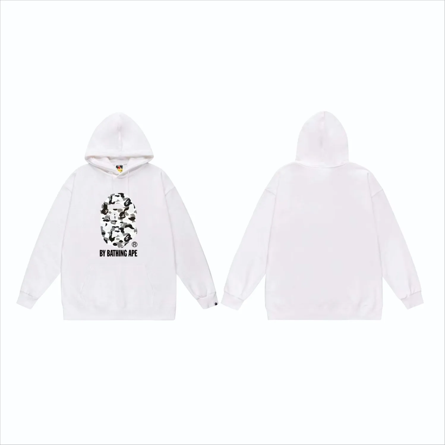 P160 model number SC861# terry 80 plus velvet 90 (top version) BAPE classic camouflage ape head letter printed hooded sweatshirt. Made of 380 grams of large terry (drop shoulder large version) fabric. The texture is soft and non-pilling. Imported environmentally friendly printing glue. The pattern is bright and three-dimensional. Quality 💥Same style for men and women. The upper body is trendy. Color: black white gray Size: S M L XL XXL