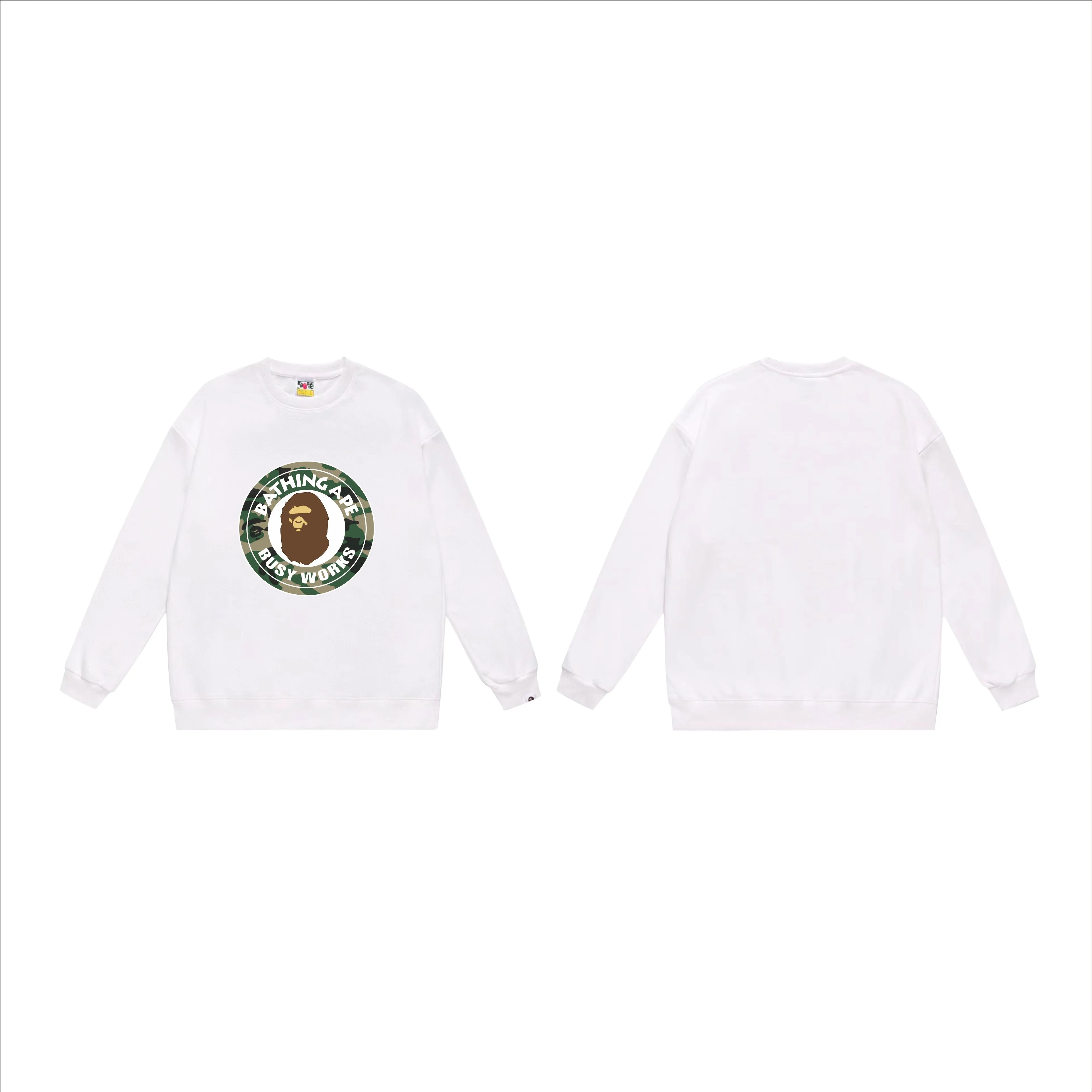 P150 model number SC521# terry 75 plus velvet 80 (top version) BAPE WOODLAND CAMO BUSY forest camouflage ape pattern printed round neck sweatshirt. Made of 350g large terry (drop shoulder large version) fabric. The texture is soft and non-pilling. Imported environmentally friendly printing glue. The pattern is bright and three-dimensional. The quality is the same for men and women. The upper body is trendy. Color: black white gray Size: S M L XL XXL