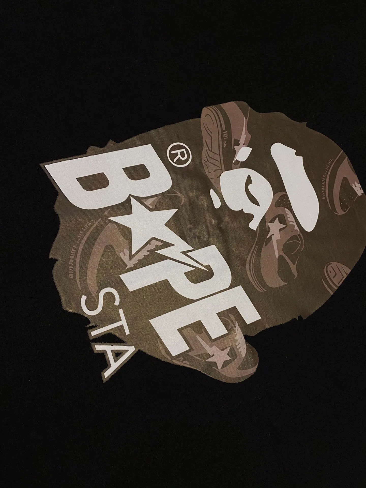 SC110#p110💰 (top version) BAPE ape head letter print STA casual shoe pattern short-sleeved T-shirt Made of 260 grams of high-quality high-weave pure cotton fabric, double yarn combed, soft texture and no pilling Imported environmentally friendly printing glue, bright and three-dimensional pattern, quality 💥Same style for men and women, the upper body is fashionable Color: black white Size: S M L XL XXL