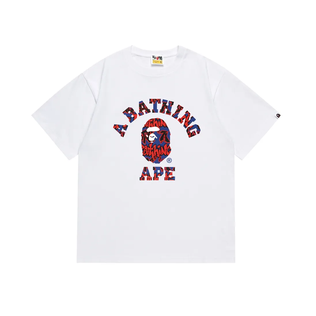SC123#p110💰 (top version) BAPE ape head letter printed short-sleeved T-shirt Made of 260 grams of high-quality high-weave pure cotton fabric, double yarn combed, soft and non-pilling, imported environmentally friendly printing glue, bright and three-dimensional pattern, quality 💥Same style for men and women, the upper body is fashionable Color: black white Size: S M L XL XXL