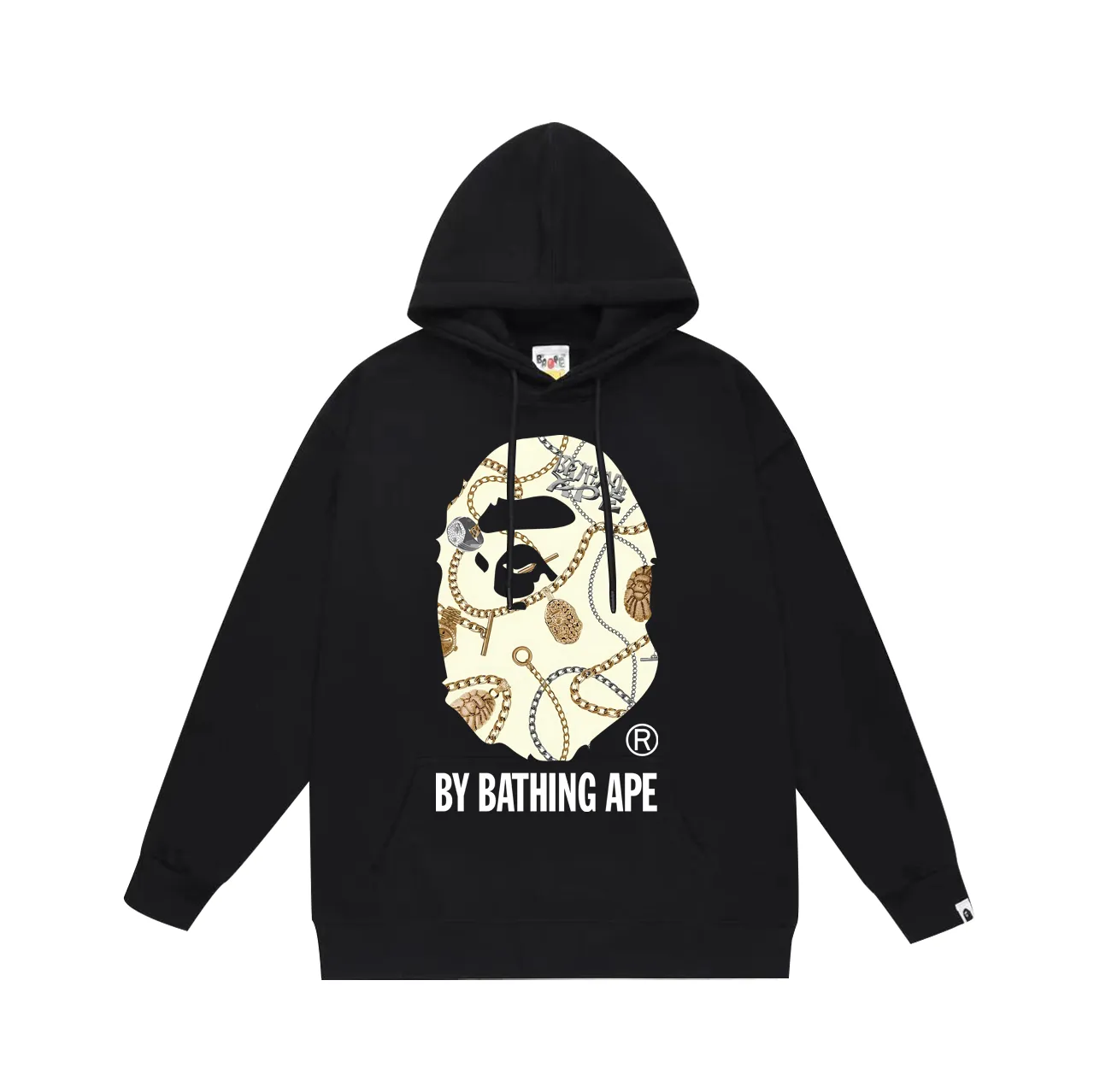 P160 model number SC776# terry 80 plus velvet 90 (top version) BAPE JEWELS BY BATHING APE TEE jewelry great ape print hooded sweatshirt Made of 380g large terry (drop shoulder large version) fabric, soft and non-pilling texture, imported environmentally friendly printing glue, bright and three-dimensional pattern, quality 💥Same style for men and women, the upper body is fashionable Color: black white gray Size: S M L XL XXL