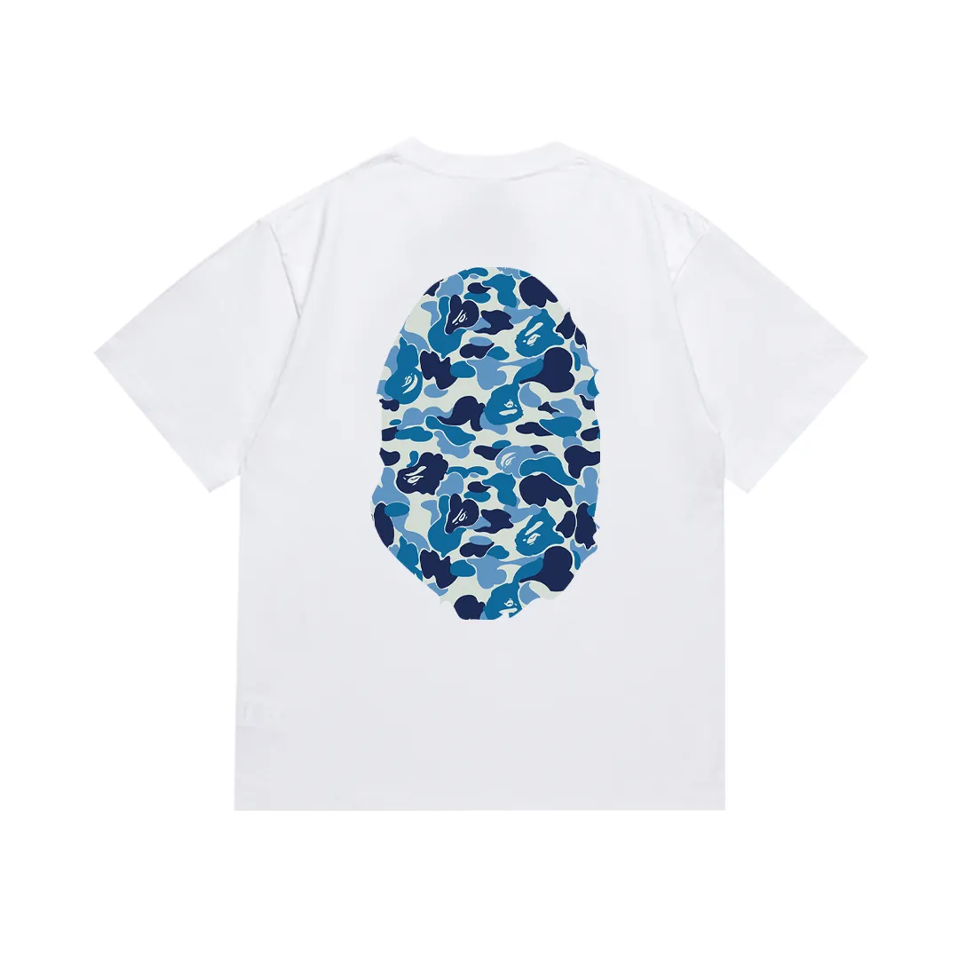 P110 SC036# (top version) BAPE ABC blue camouflage ape LOGO double-sided printed short-sleeved T-shirt. Made of 260 grams of high-quality high-weave pure cotton fabric. Double yarn combed, soft texture and no pilling. Imported environmentally friendly printing glue. Bright and three-dimensional pattern. Quality💥Same style for men and women. The upper body is trendy. Color: black and white. Size: S M L XL XXL