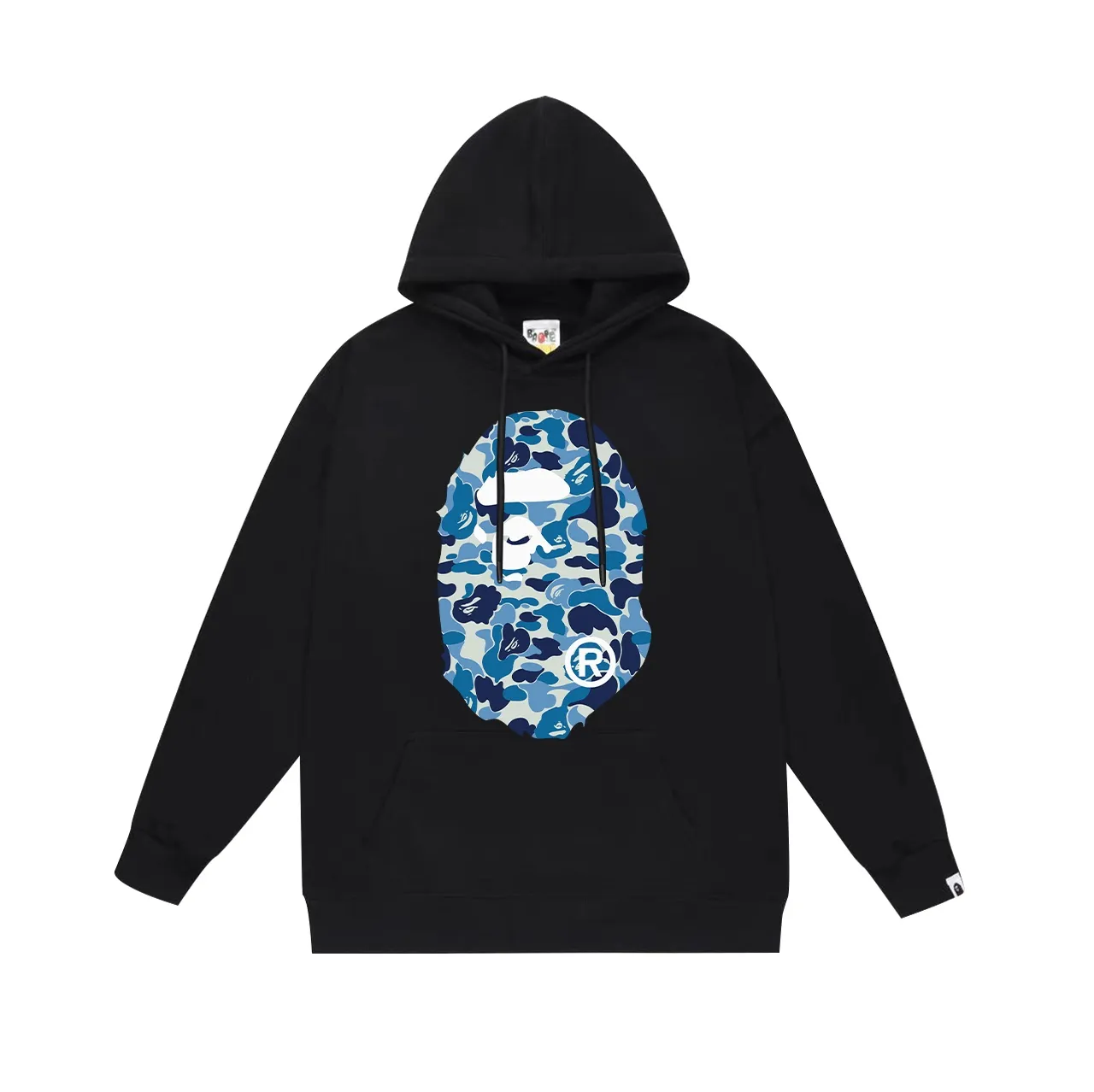 Model No. SC636# Terry p160 plus velvet p180💰 (top version) BAPE ABC blue camouflage ape-man LOGO double-sided printed hooded sweatshirt Made of 380g large terry 430g silver fox velvet (off-shoulder large version) fabric, soft texture and no pilling Imported environmentally friendly printing glue The pattern is bright and three-dimensional Quality 💥Same style for men and women The upper body is trendy Color: black white gray Size: S M L XL XXL