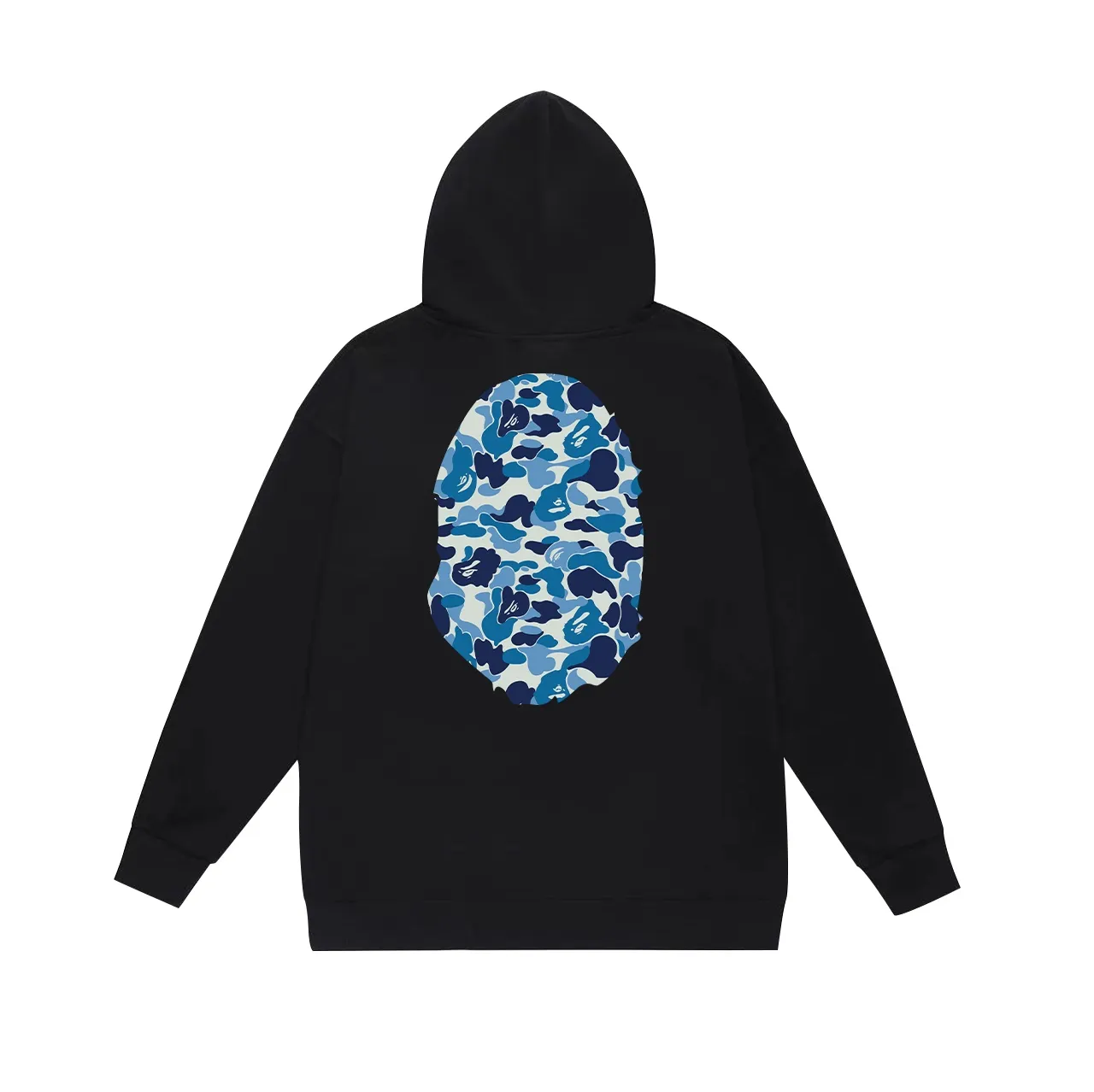 Model No. SC636# Terry p160 plus velvet p180💰 (top version) BAPE ABC blue camouflage ape-man LOGO double-sided printed hooded sweatshirt Made of 380g large terry 430g silver fox velvet (off-shoulder large version) fabric, soft texture and no pilling Imported environmentally friendly printing glue The pattern is bright and three-dimensional Quality 💥Same style for men and women The upper body is trendy Color: black white gray Size: S M L XL XXL