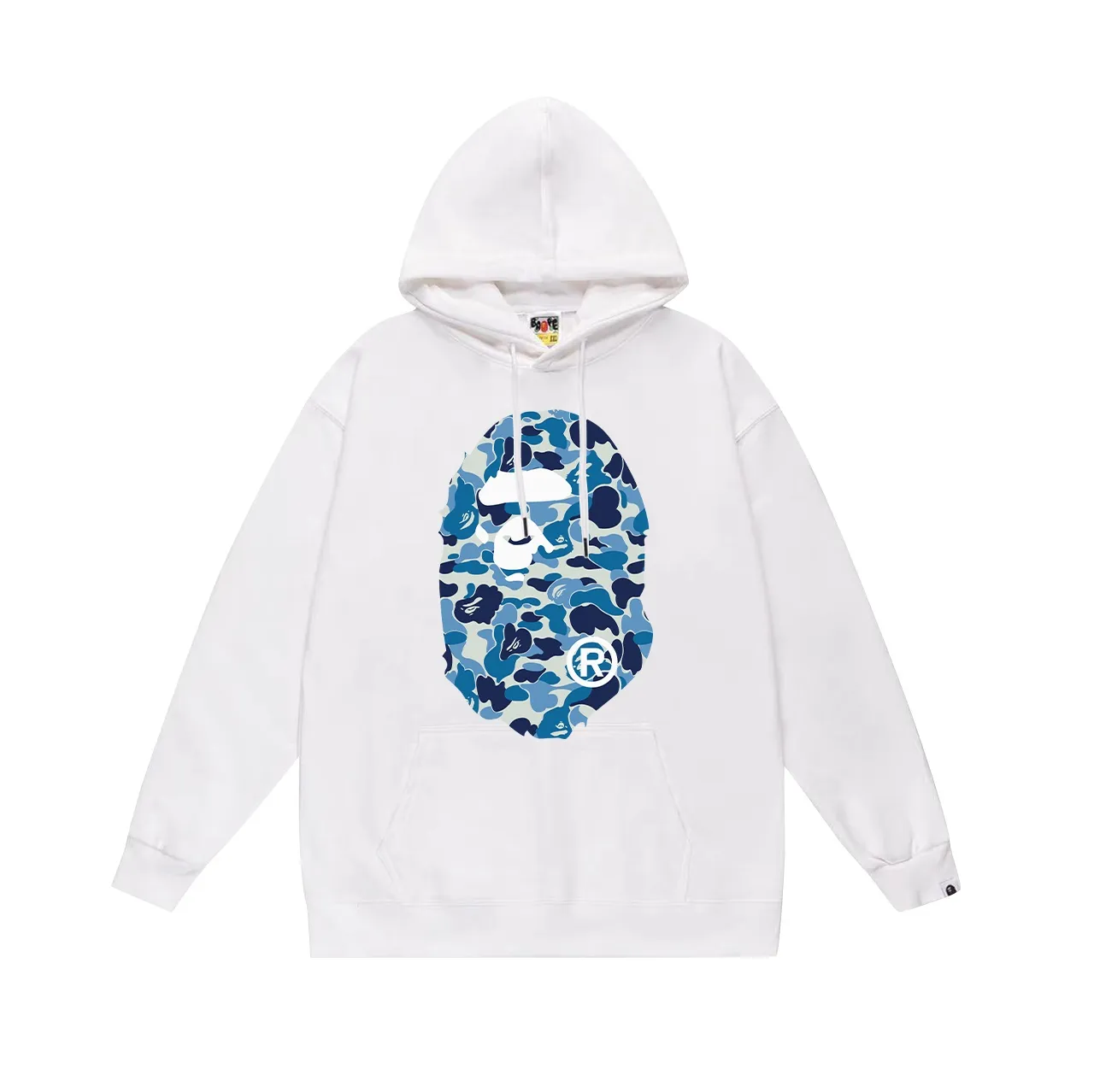 Model No. SC636# Terry p160 plus velvet p180💰 (top version) BAPE ABC blue camouflage ape-man LOGO double-sided printed hooded sweatshirt Made of 380g large terry 430g silver fox velvet (off-shoulder large version) fabric, soft texture and no pilling Imported environmentally friendly printing glue The pattern is bright and three-dimensional Quality 💥Same style for men and women The upper body is trendy Color: black white gray Size: S M L XL XXL