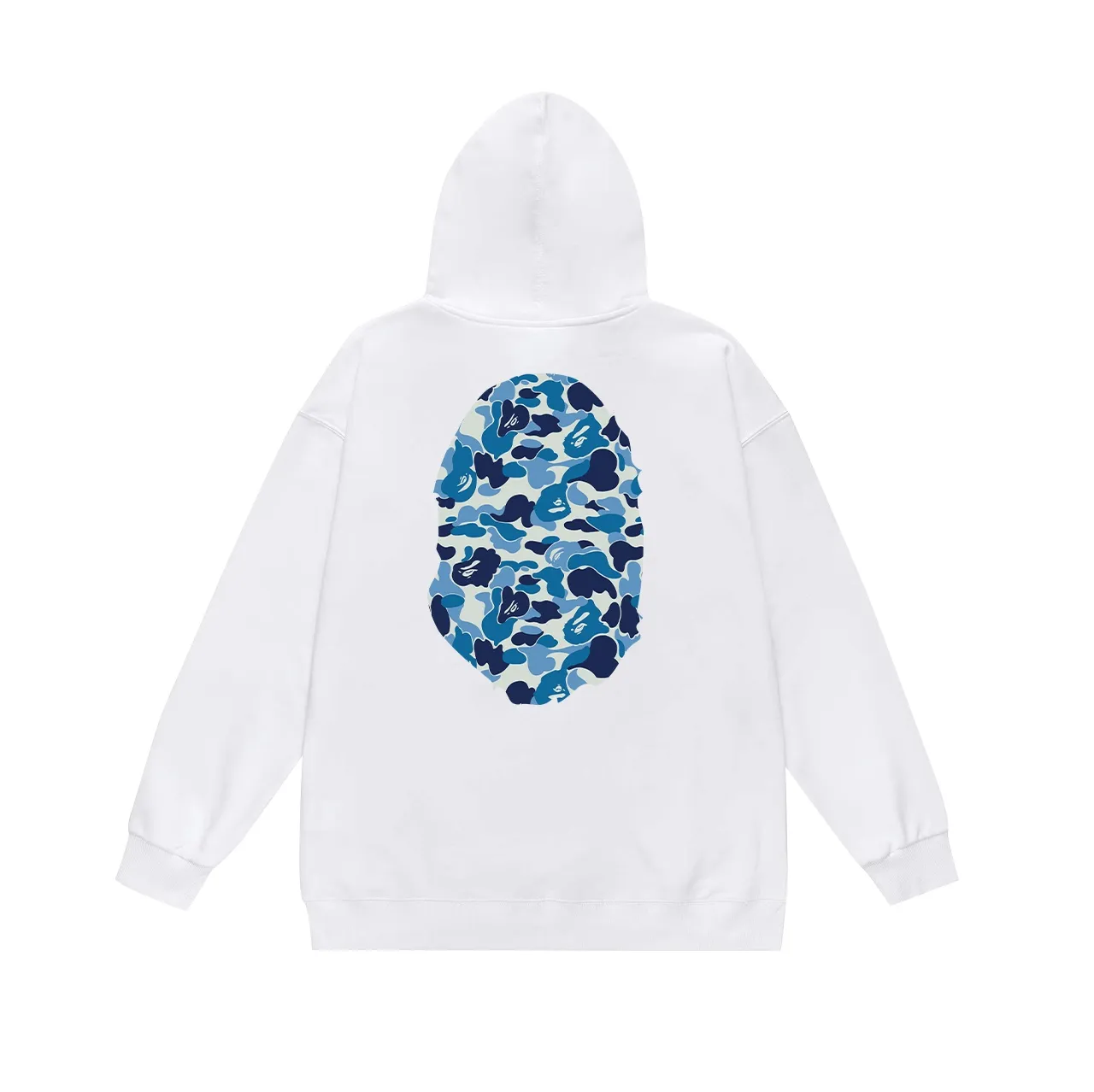 Model No. SC636# Terry p160 plus velvet p180💰 (top version) BAPE ABC blue camouflage ape-man LOGO double-sided printed hooded sweatshirt Made of 380g large terry 430g silver fox velvet (off-shoulder large version) fabric, soft texture and no pilling Imported environmentally friendly printing glue The pattern is bright and three-dimensional Quality 💥Same style for men and women The upper body is trendy Color: black white gray Size: S M L XL XXL
