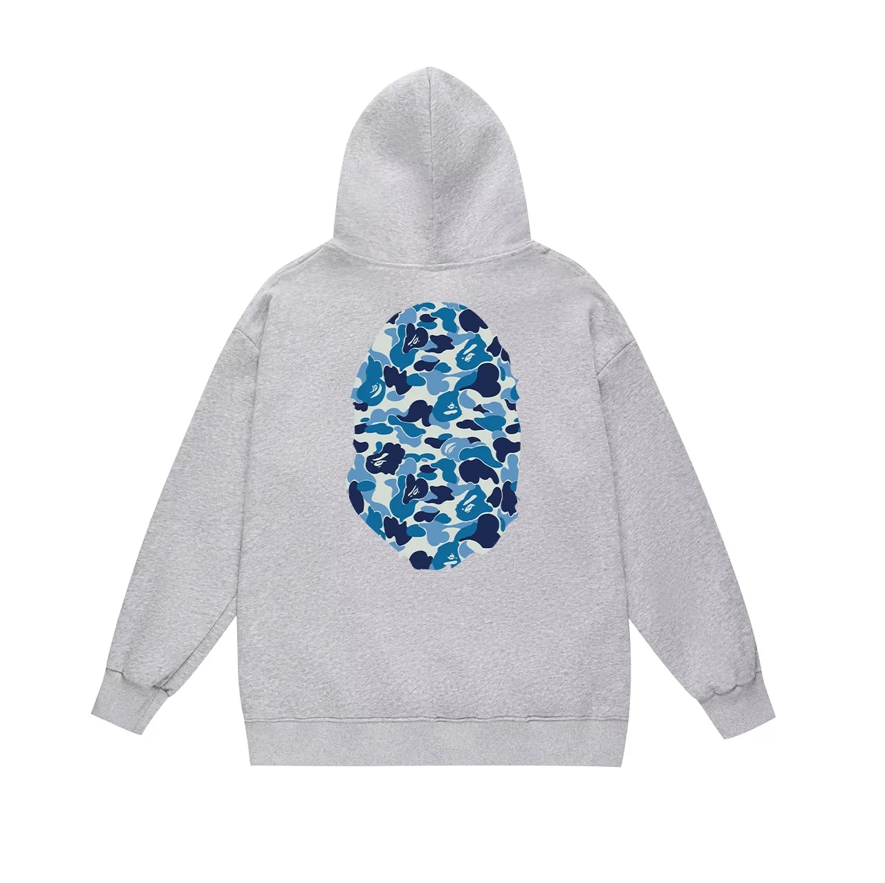 Model No. SC636# Terry p160 plus velvet p180💰 (top version) BAPE ABC blue camouflage ape-man LOGO double-sided printed hooded sweatshirt Made of 380g large terry 430g silver fox velvet (off-shoulder large version) fabric, soft texture and no pilling Imported environmentally friendly printing glue The pattern is bright and three-dimensional Quality 💥Same style for men and women The upper body is trendy Color: black white gray Size: S M L XL XXL