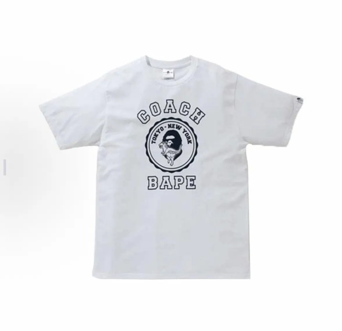 P110 001103 A BATHING APE BAPE x COACH co-branded dinosaur print pullover short-sleeved T-shirt, same style for men and women, size smlxlxxl, white black