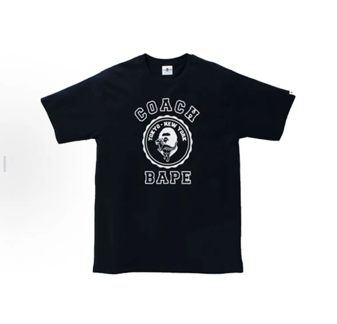 P110 001103 A BATHING APE BAPE x COACH co-branded dinosaur print pullover short-sleeved T-shirt, same style for men and women, size smlxlxxl, white black