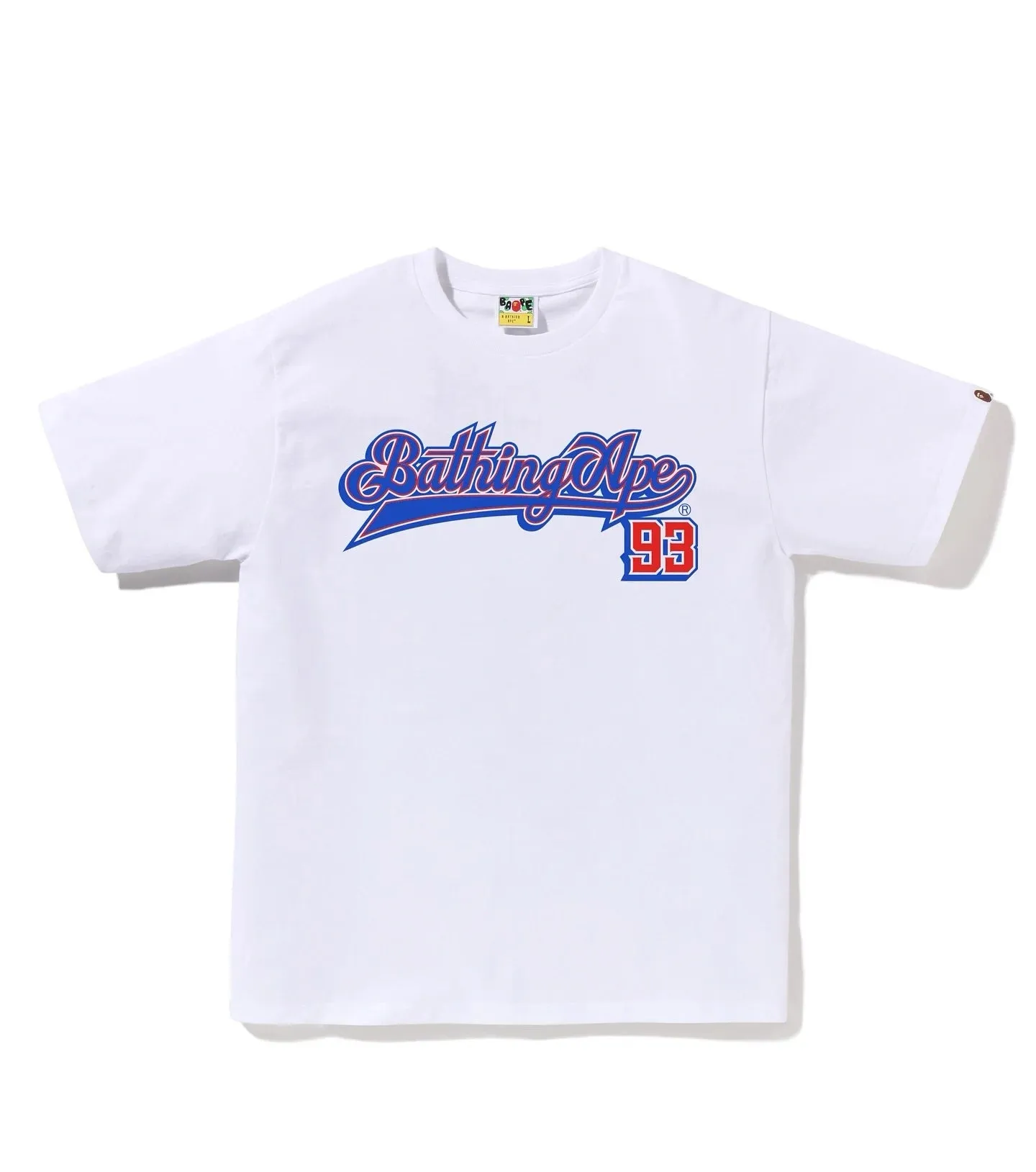 P110 001154 Bape letter printed short-sleeved T-shirt, same style for men and women, size smlxlxxl, white and blue, white and black