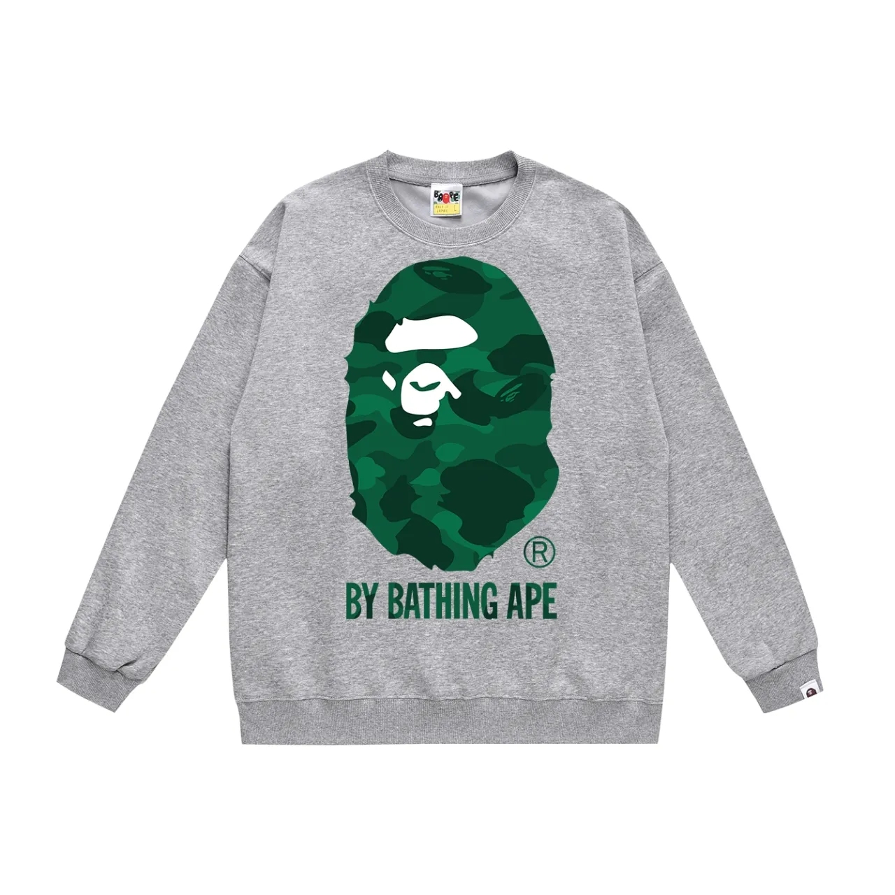 P150 model number SC498# terry 65 plus velvet 80 (top version) BAPE camouflage ape head classic letter pattern printed round neck sweatshirt Made of 350g large terry (drop shoulder large version) fabric, soft and non-pilling, imported environmentally friendly printing glue, bright and three-dimensional pattern, quality 💥Same style for men and women, the upper body is fashionable Color: black white gray Size: S M L XL XXL