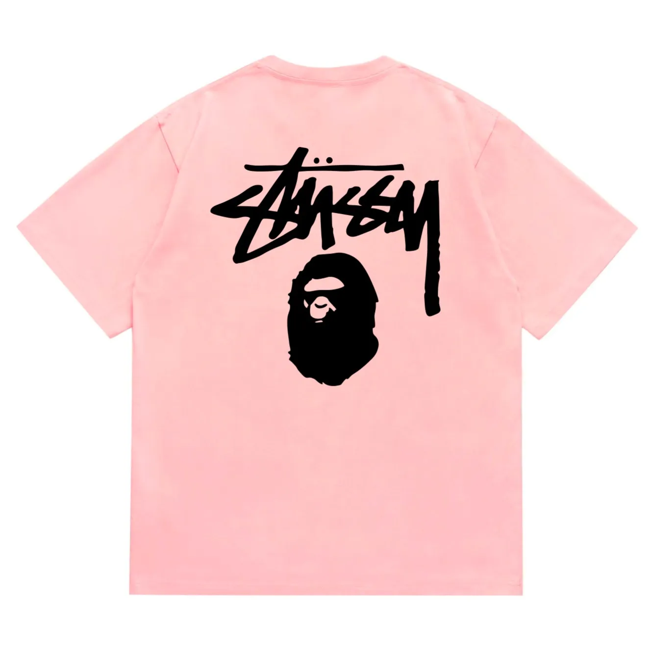 SC201#p110💰 (Top version) BAPE×Stussy co-branded Stussy letter ape print T-shirt Made of 260 grams of high-quality high-weave pure cotton fabric, double yarn combed, soft and non-pilling, imported environmentally friendly printing glue, bright and three-dimensional pattern, quality 💥Same style for men and women, the upper body is fashionable Color: black and white, gray and white, pink and white, red and white, white and black, gray and black, pink and black, red and black Size: S M L XL XXL