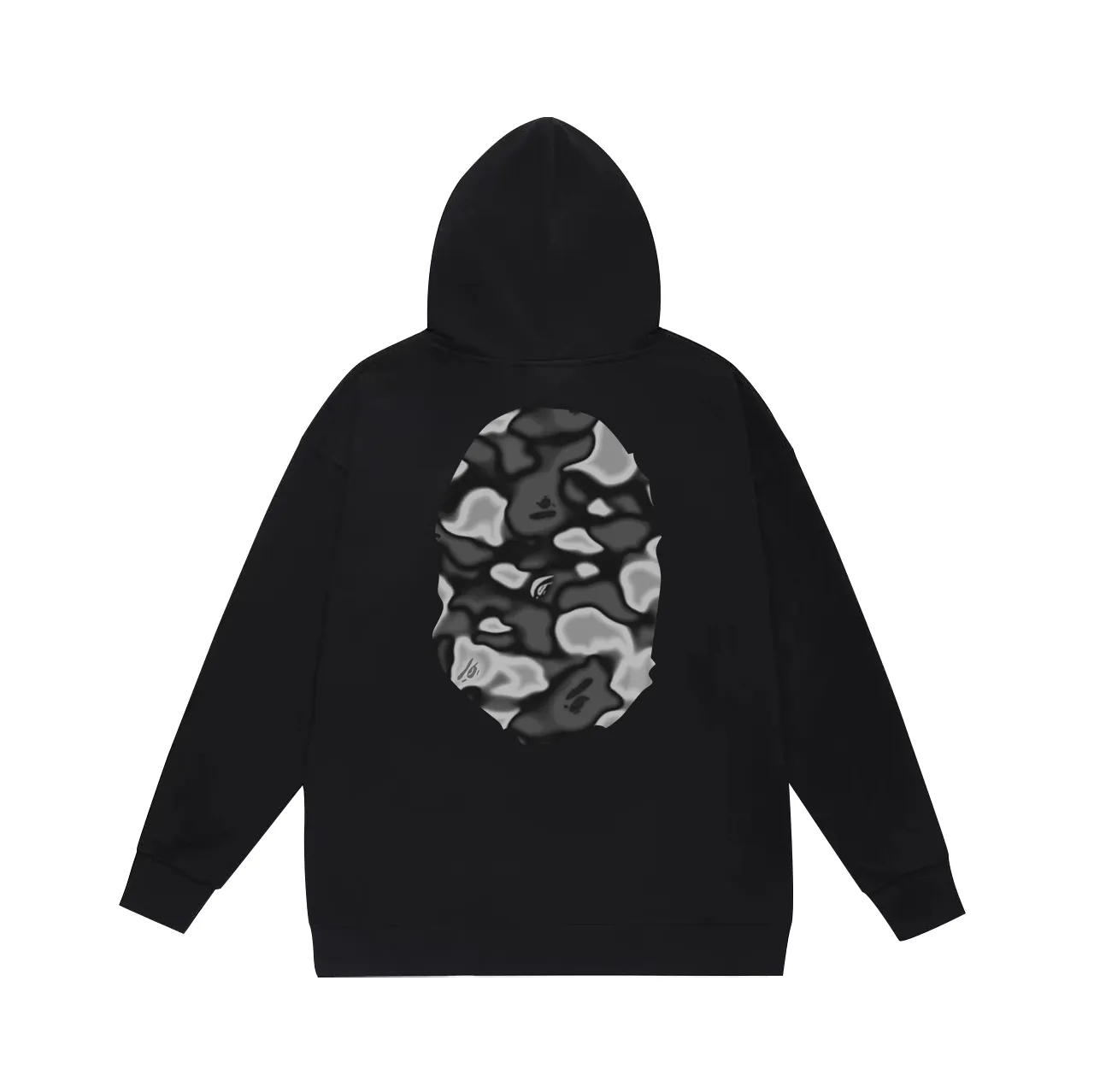 P160 model number SC774# terry 80 plus velvet 90 (top version) BAPE LIQUID CAMO BIG APE hooded sweatshirt Made of 380g large terry (drop shoulder large version) fabric, soft and non-pilling, imported environmentally friendly printing glue, bright and three-dimensional pattern, quality 💥Same style for men and women. The upper body is fashionable. Color: black and white, gray and black, size: S M L XL XXL