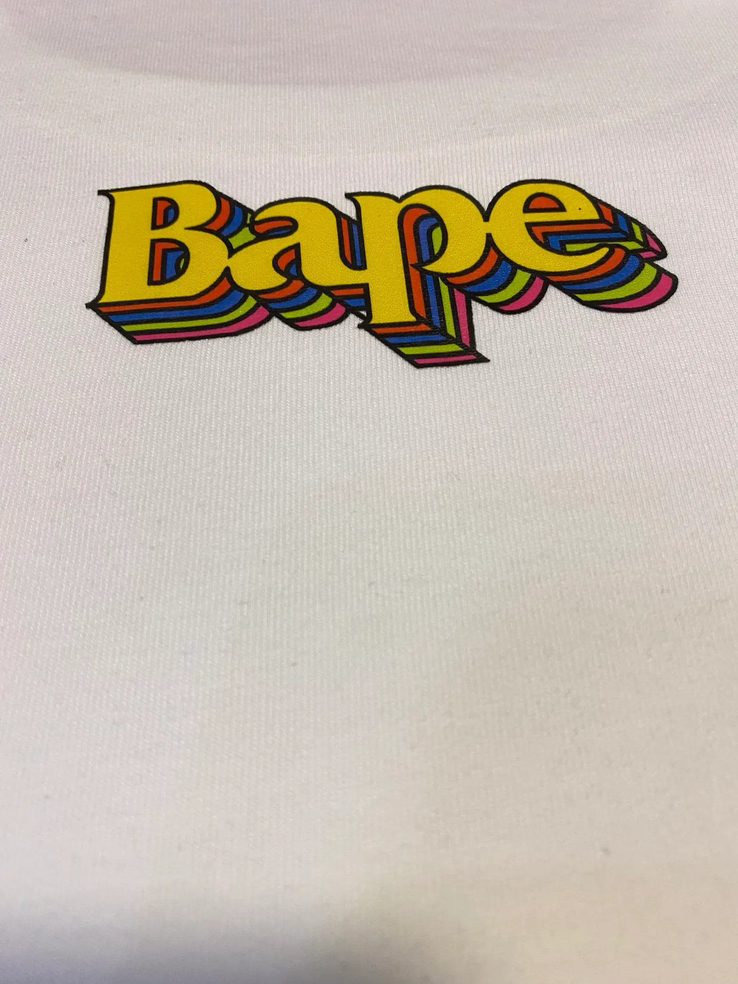 SC085#p110💰 (Top version) BAPE ape head colorful letters printed three-dimensional effect short-sleeved T-shirt Made of 260 grams of high-quality high-weave pure cotton fabric, double yarn combed, soft texture and no pilling Imported environmentally friendly printing glue, bright and three-dimensional pattern, quality 💥Same style for men and women, the upper body is fashionable Color: black white Size: S M L XL XXL
