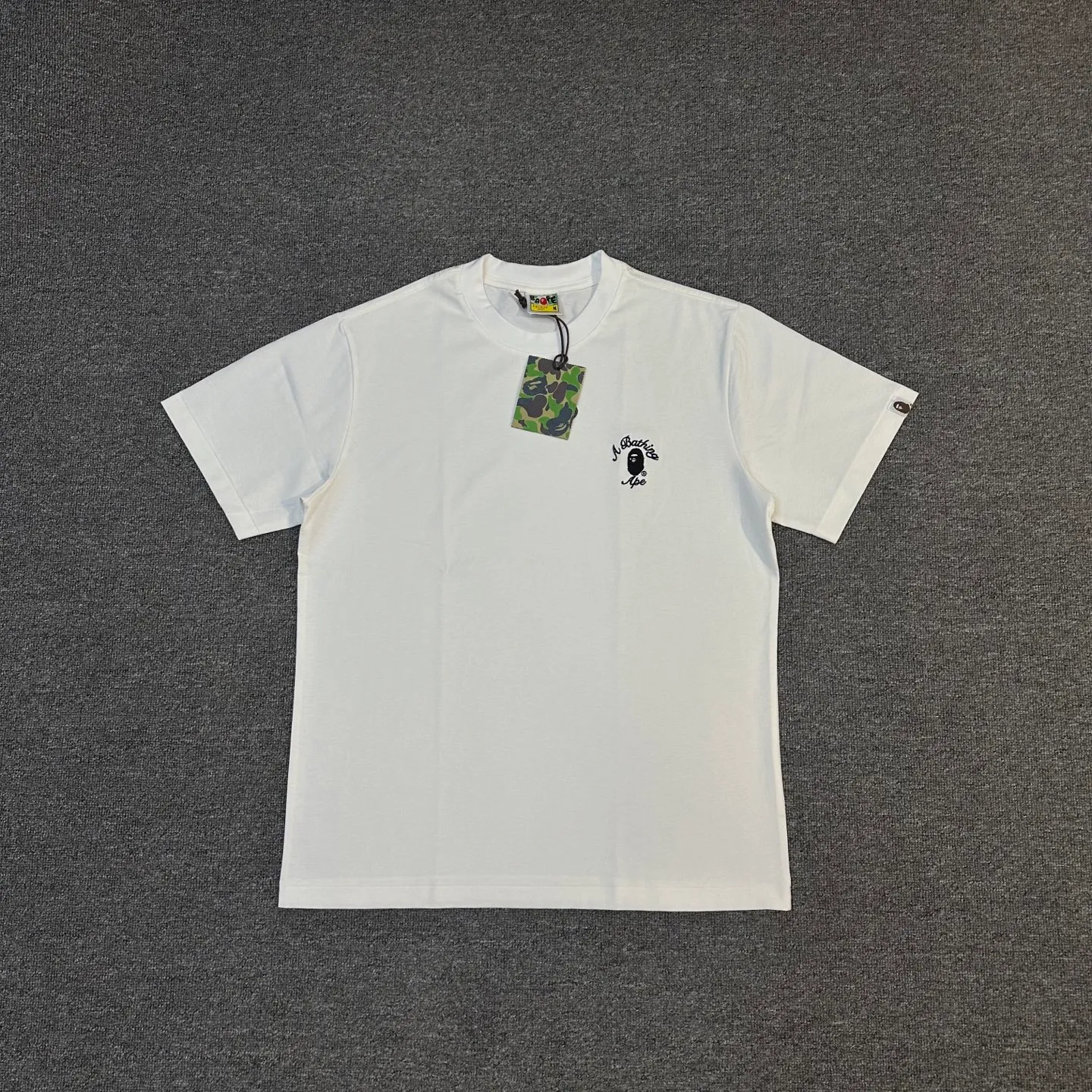 💰140 BAPE SS25 ape letter embroidered round neck 280g heavy linen cotton fabric ZP version Couple model: S-XXL [Black White Gray]