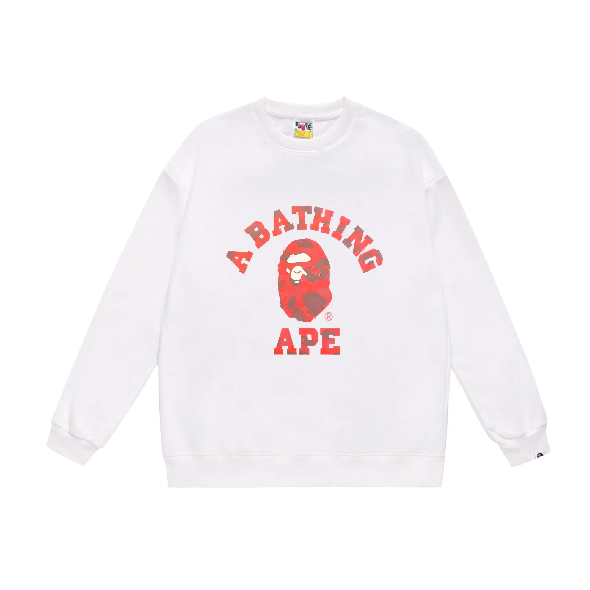 P170 model number SC549# terry 80 plus velvet 85 (top version) BAPE camouflage ape head letter print pattern round neck sweatshirt Made of 350g large terry (drop shoulder large version) fabric, soft texture and no pilling Imported environmentally friendly printing glue, bright and three-dimensional pattern, quality 💥Same style for men and women, the upper body is fashionable Color: black camouflage white camouflage gray camouflage black and red white red gray red black blue white blue Gray blue Black purple White purple Gray purple Black and yellow White and yellow Gray and yellow Size: S M L XL XXL