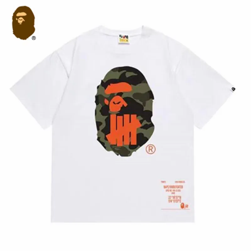P110 00158 bape ape head five stripes joint short-sleeved T-shirt, same style for men and women, size smlxlxxl, black and white